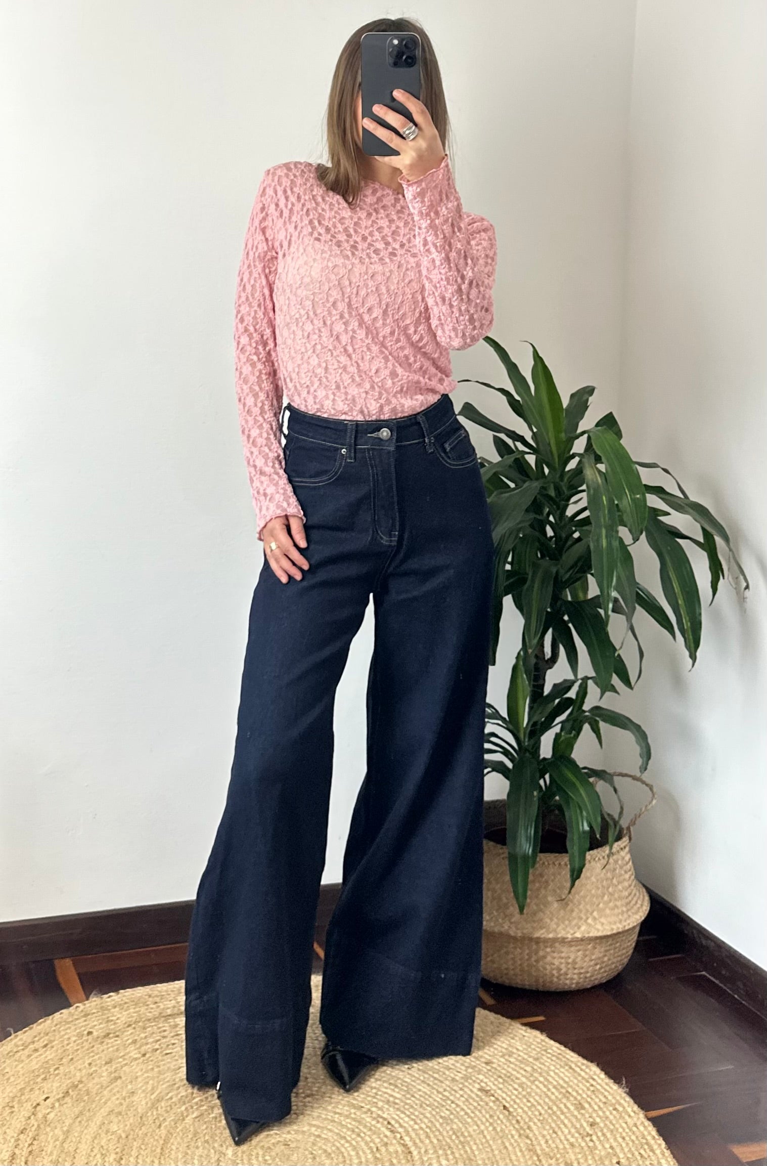 MAGLIA ELASTICIZZATA PIZZO ROSA