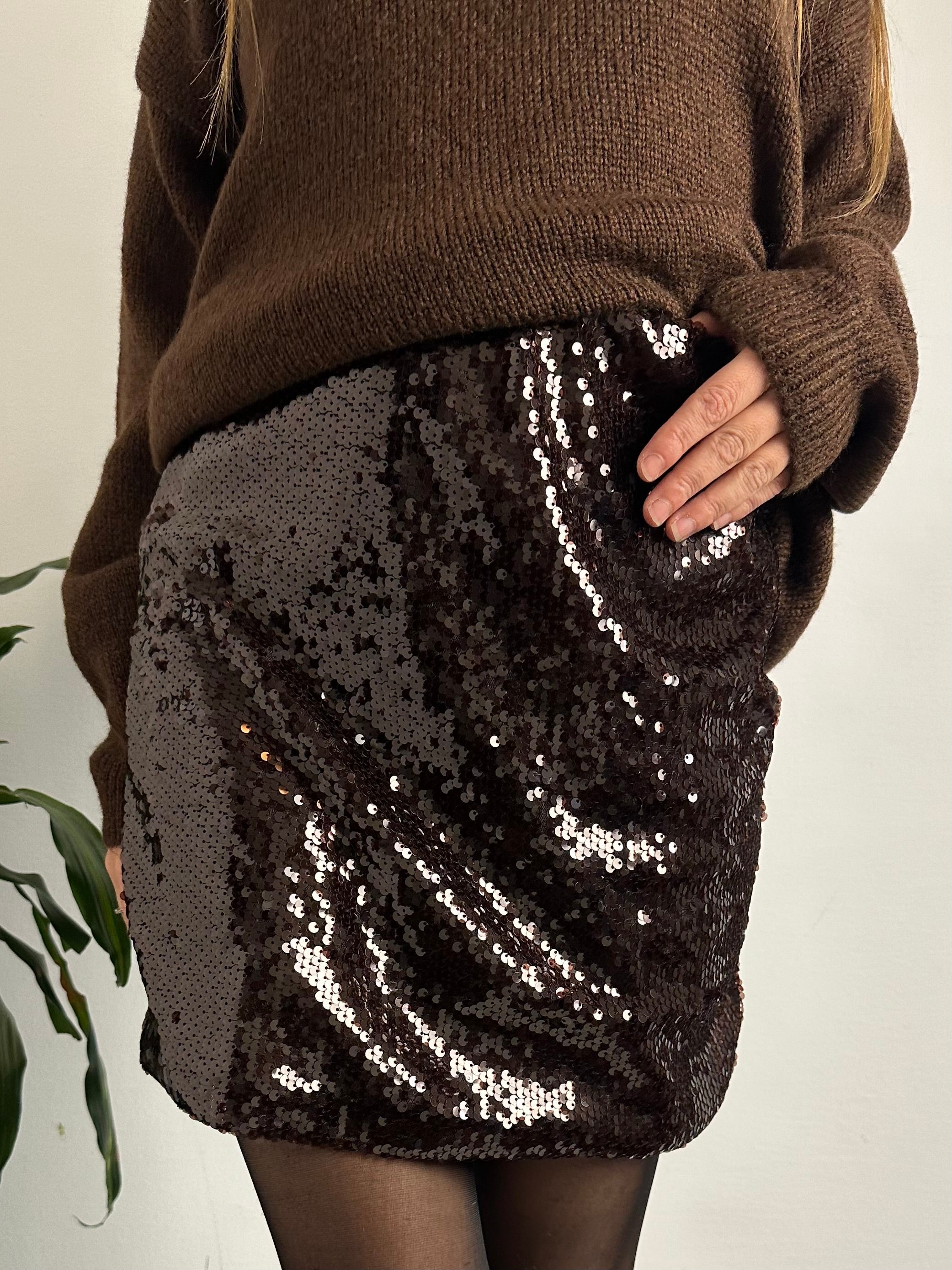 MINIGONNA PAILLETTES MARRONE