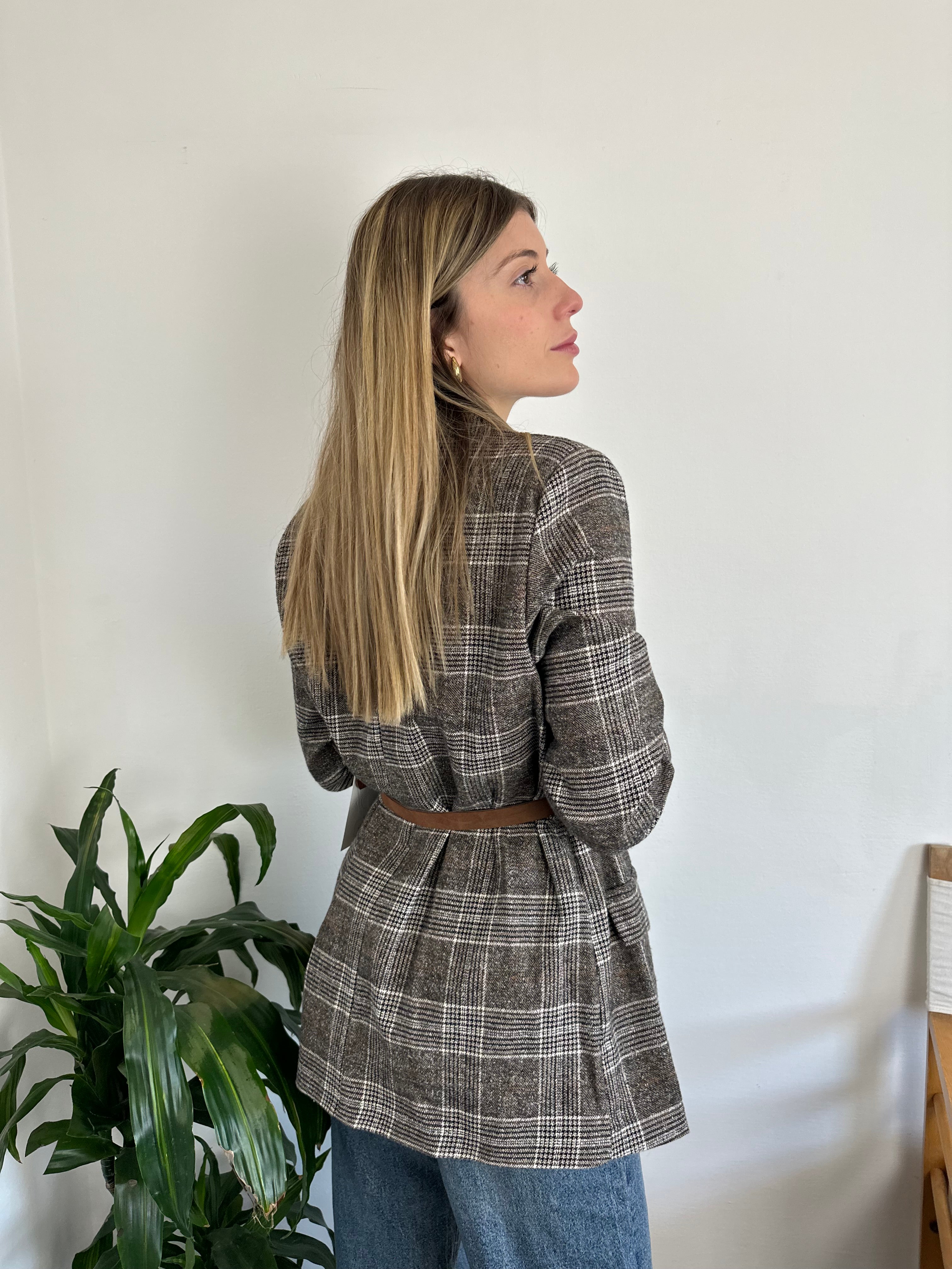 GIACCA TARTAN con CINTURA