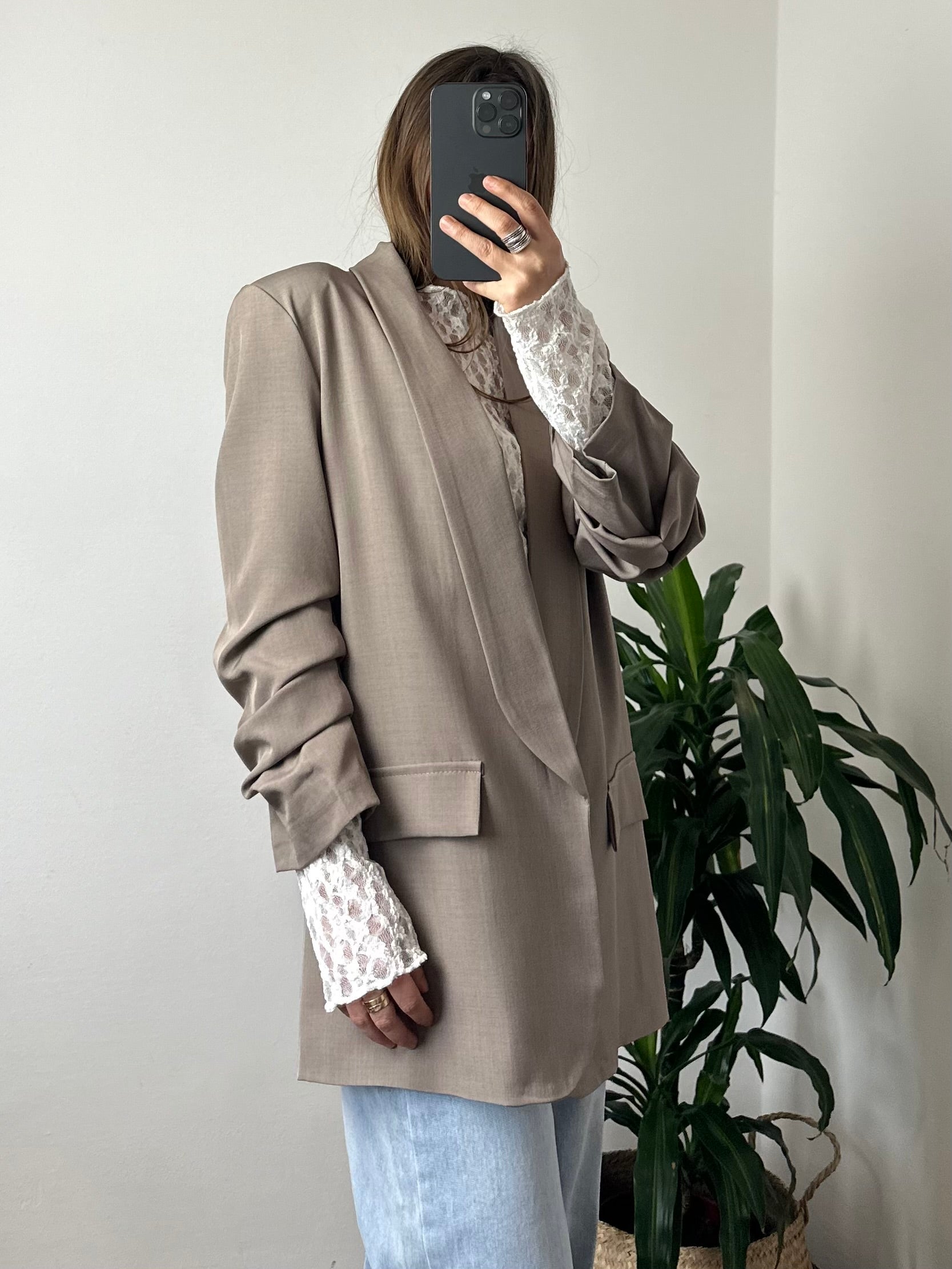 BLAZER MANICA ARRICCIATA TORTORA