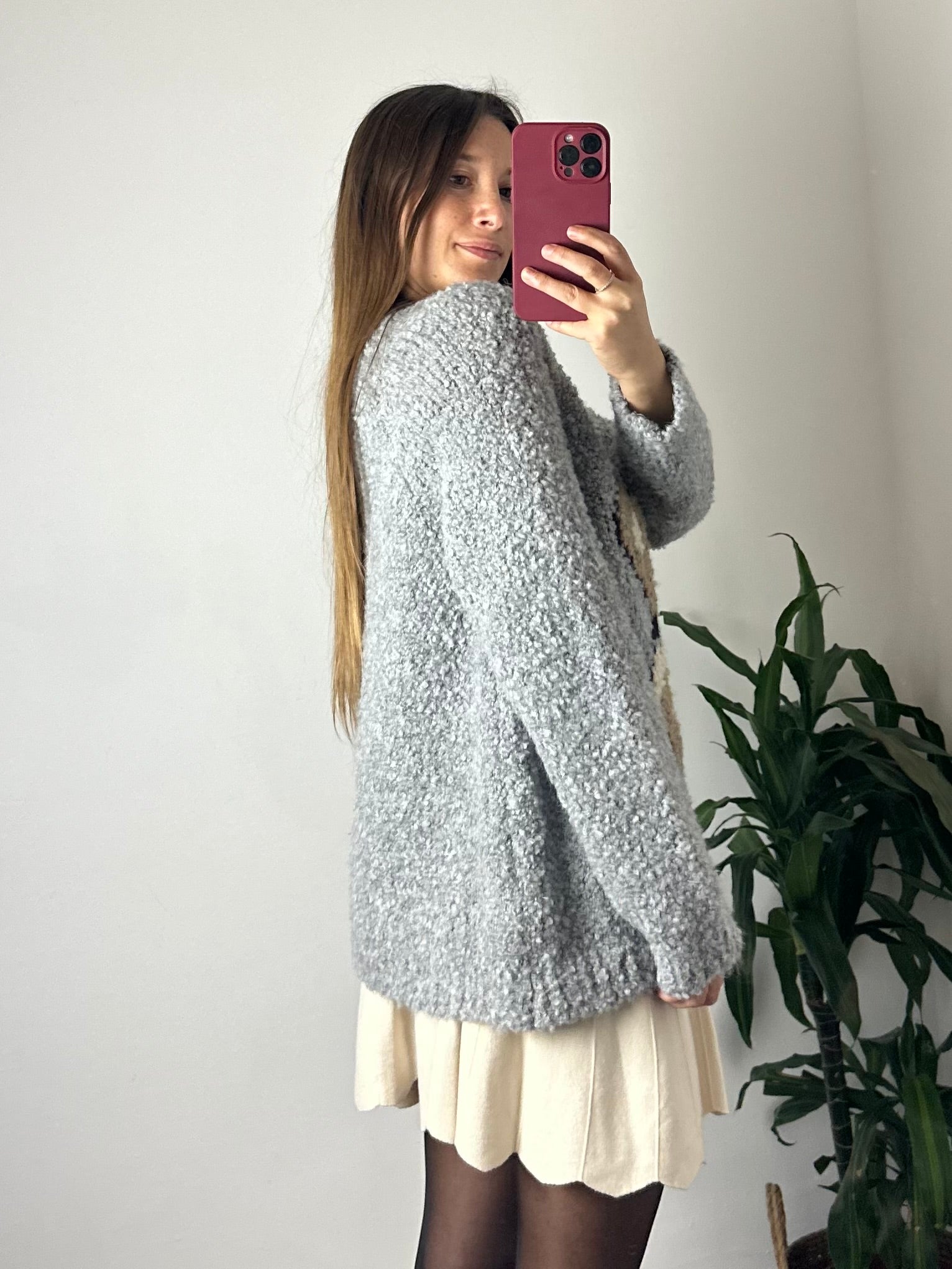 MAGLIONE BOUCLÈ TEDDY GRIGIO