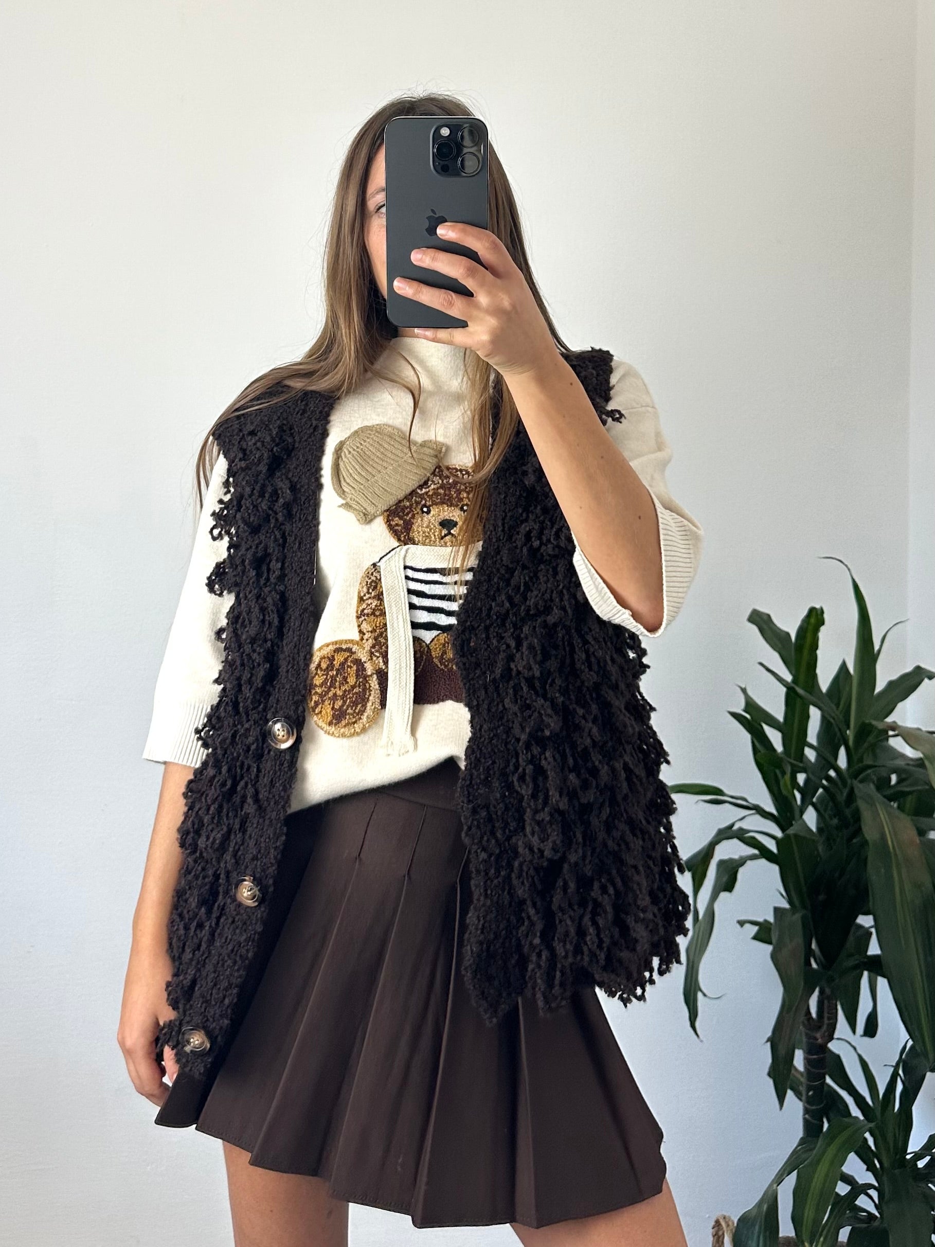 GILET misto LANA-ALPACA CIOCCOLATO