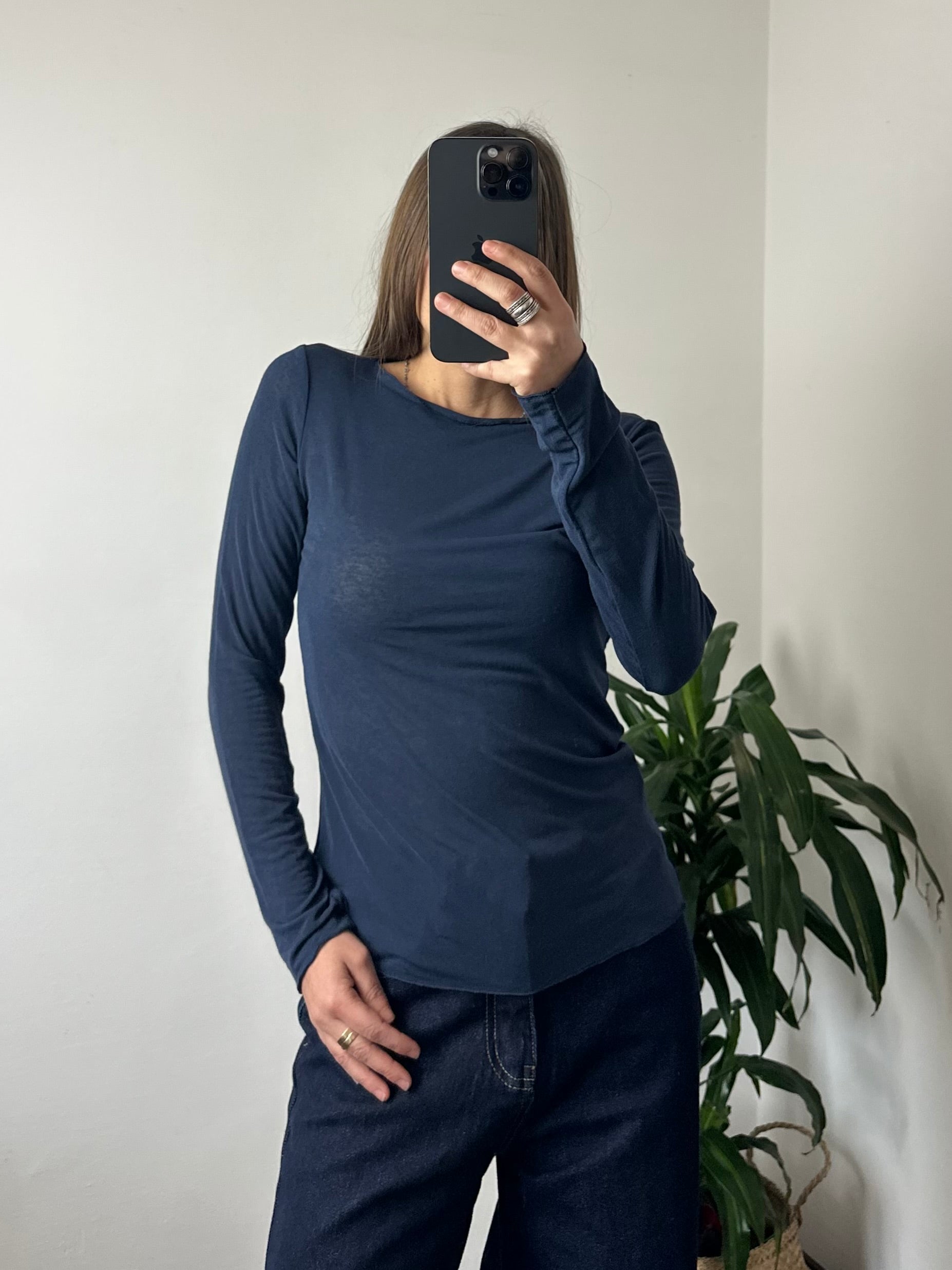 MAGLIA CASHMERE GIROCOLLO BLU NOTTE