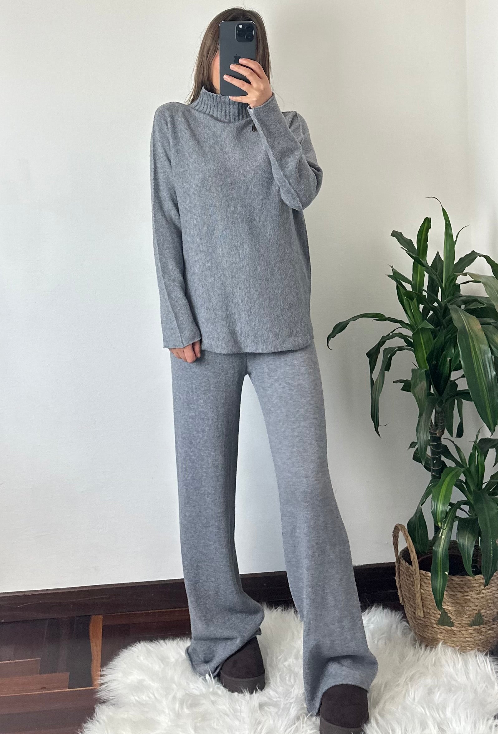 COORDINATO COLLO ALTO VISCOSA GRIGIO