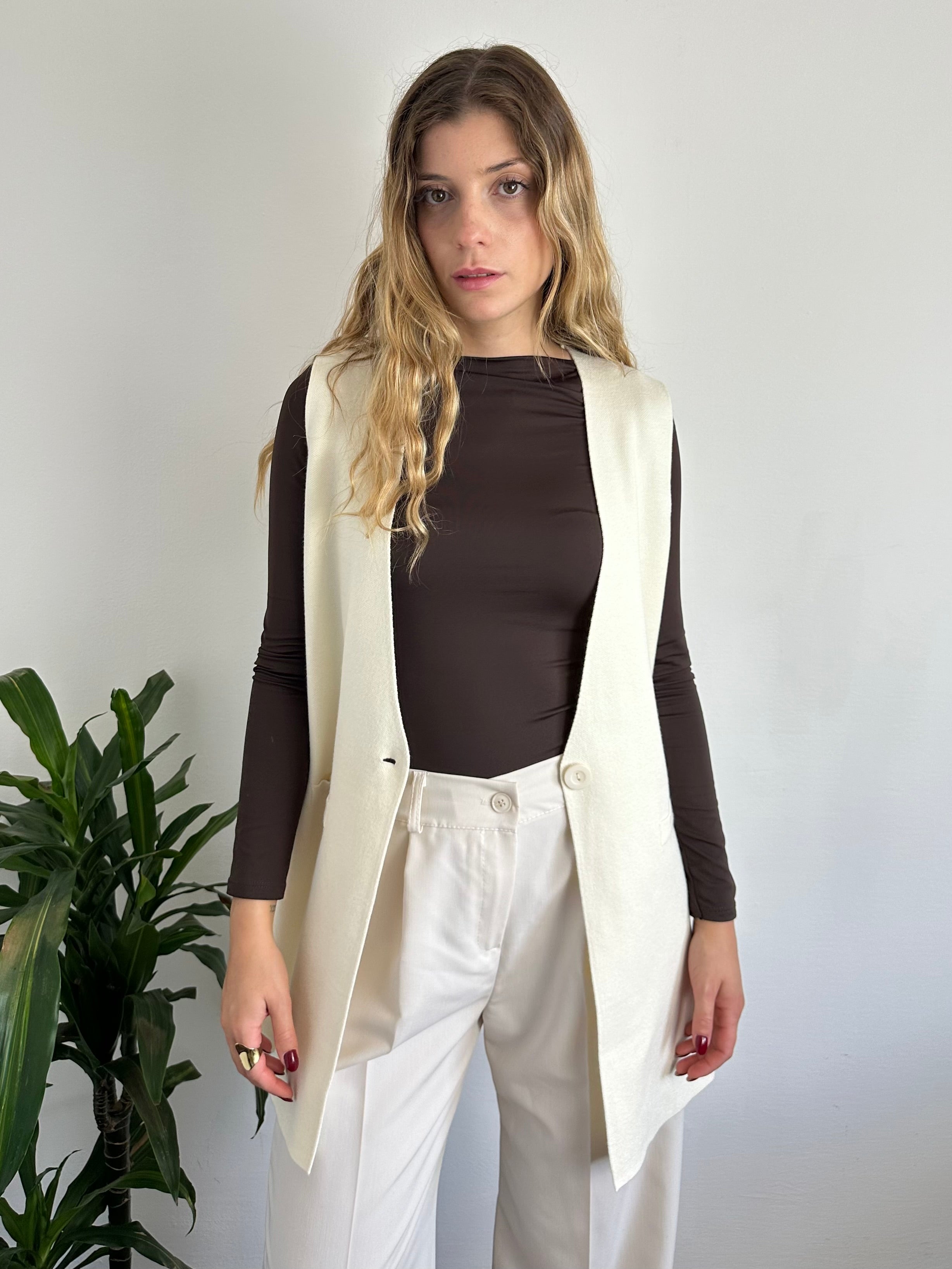 GILET in MAGLIA PANNA