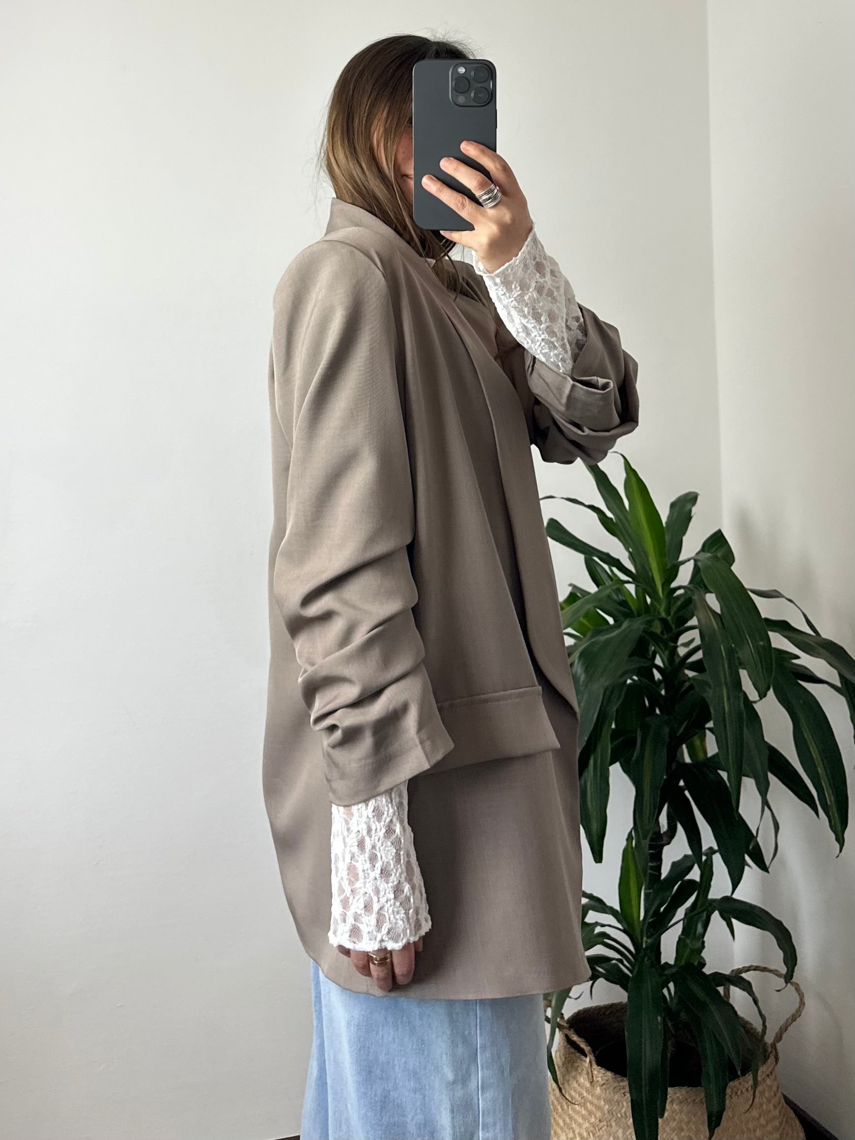 BLAZER MANICA ARRICCIATA TORTORA