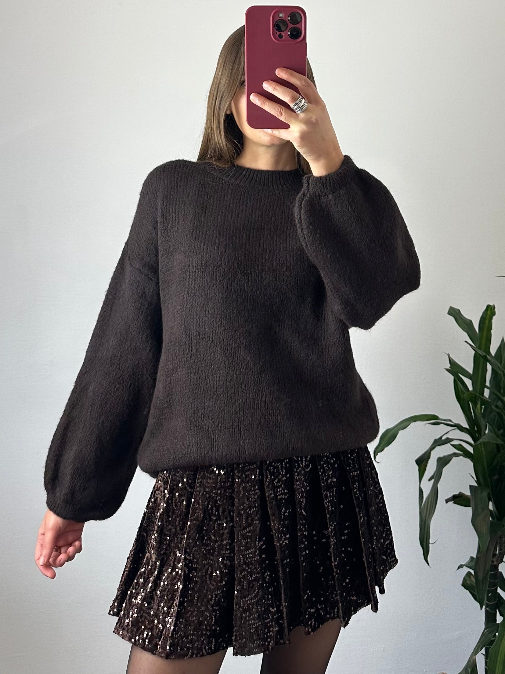 MAGLIONE misto LANA-ALPACA MARRONE