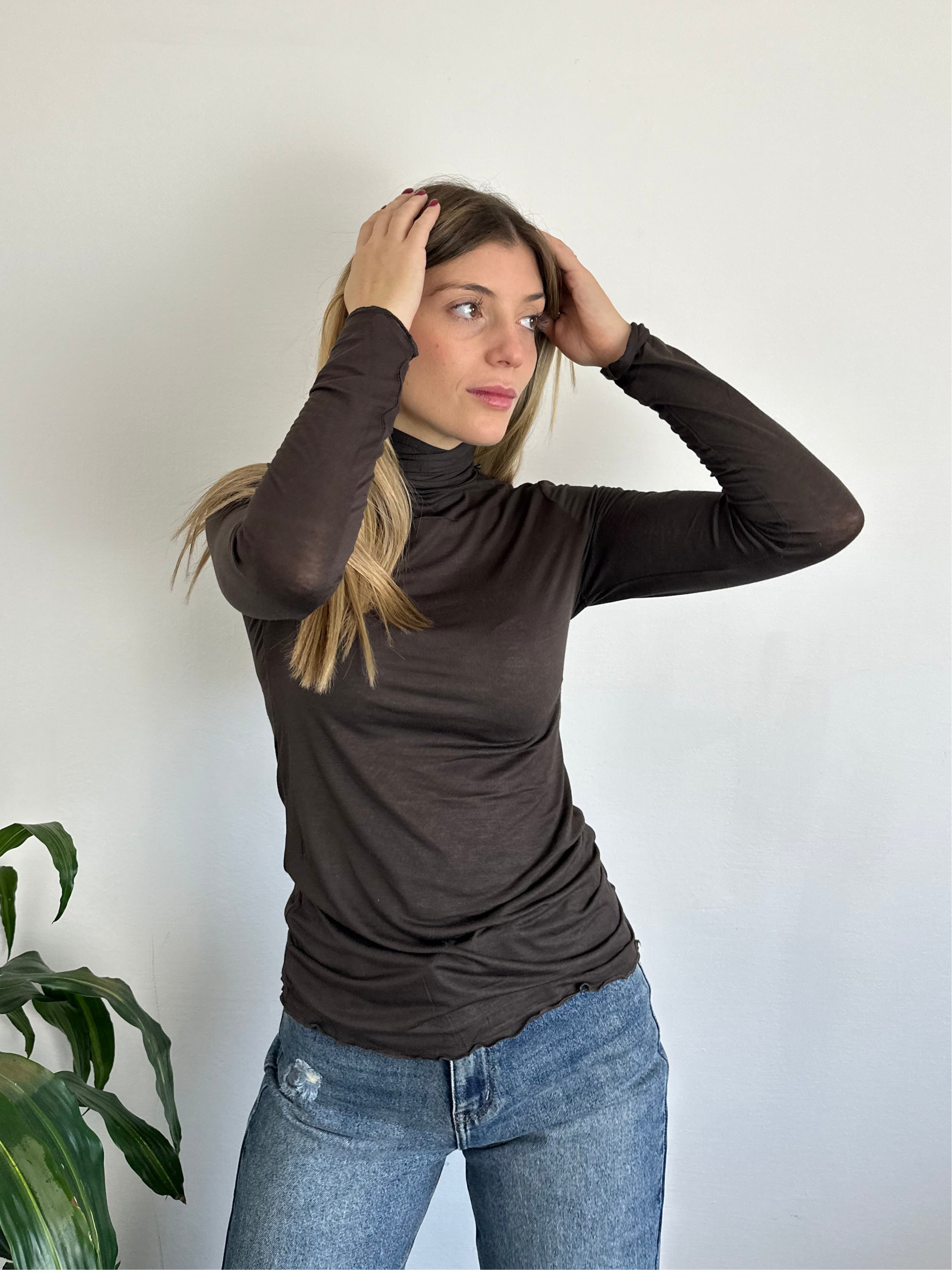 MAGLIA CASHMERE DOLCEVITA MARRONE