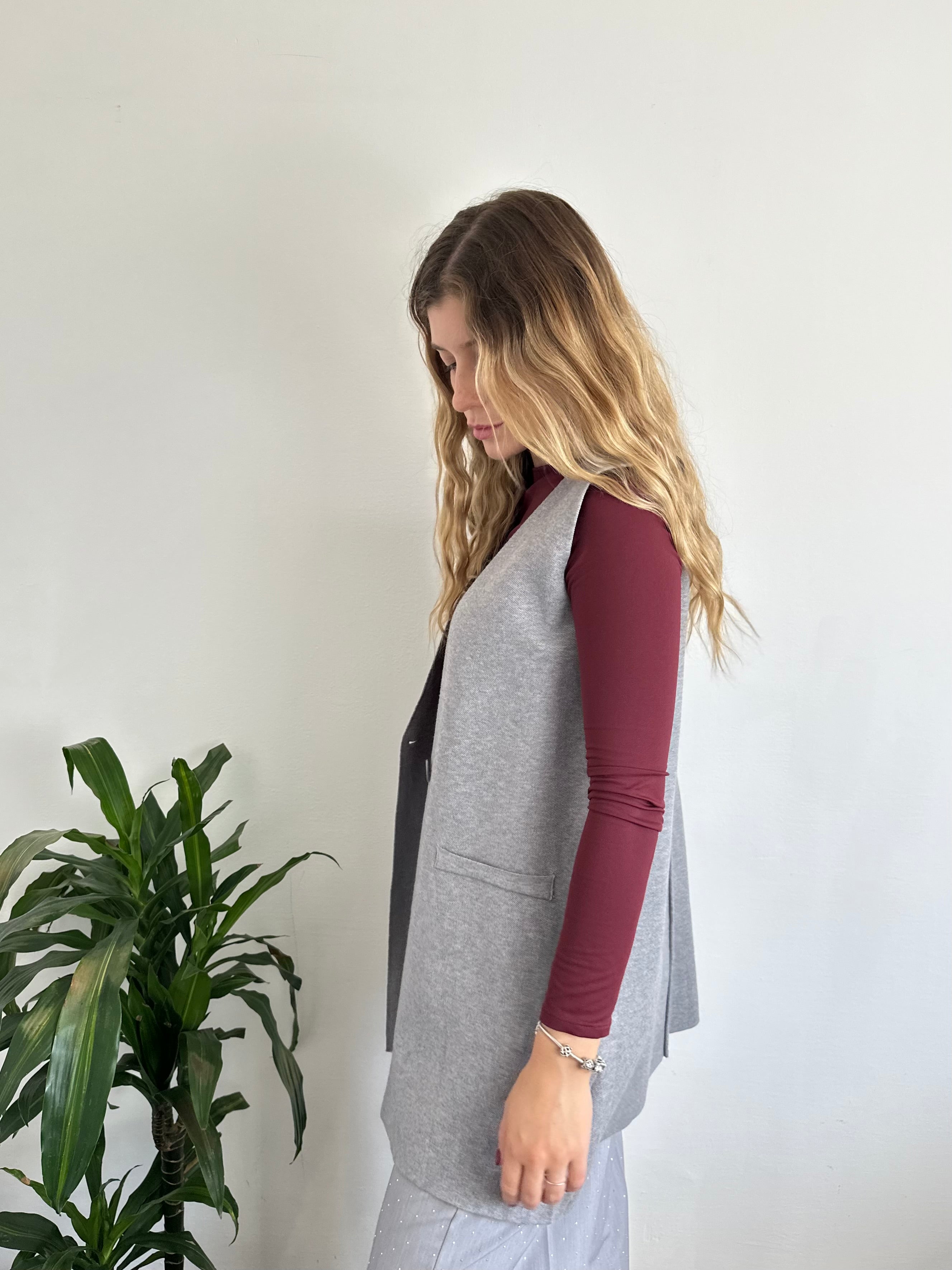 GILET in MAGLIA GRIGIO
