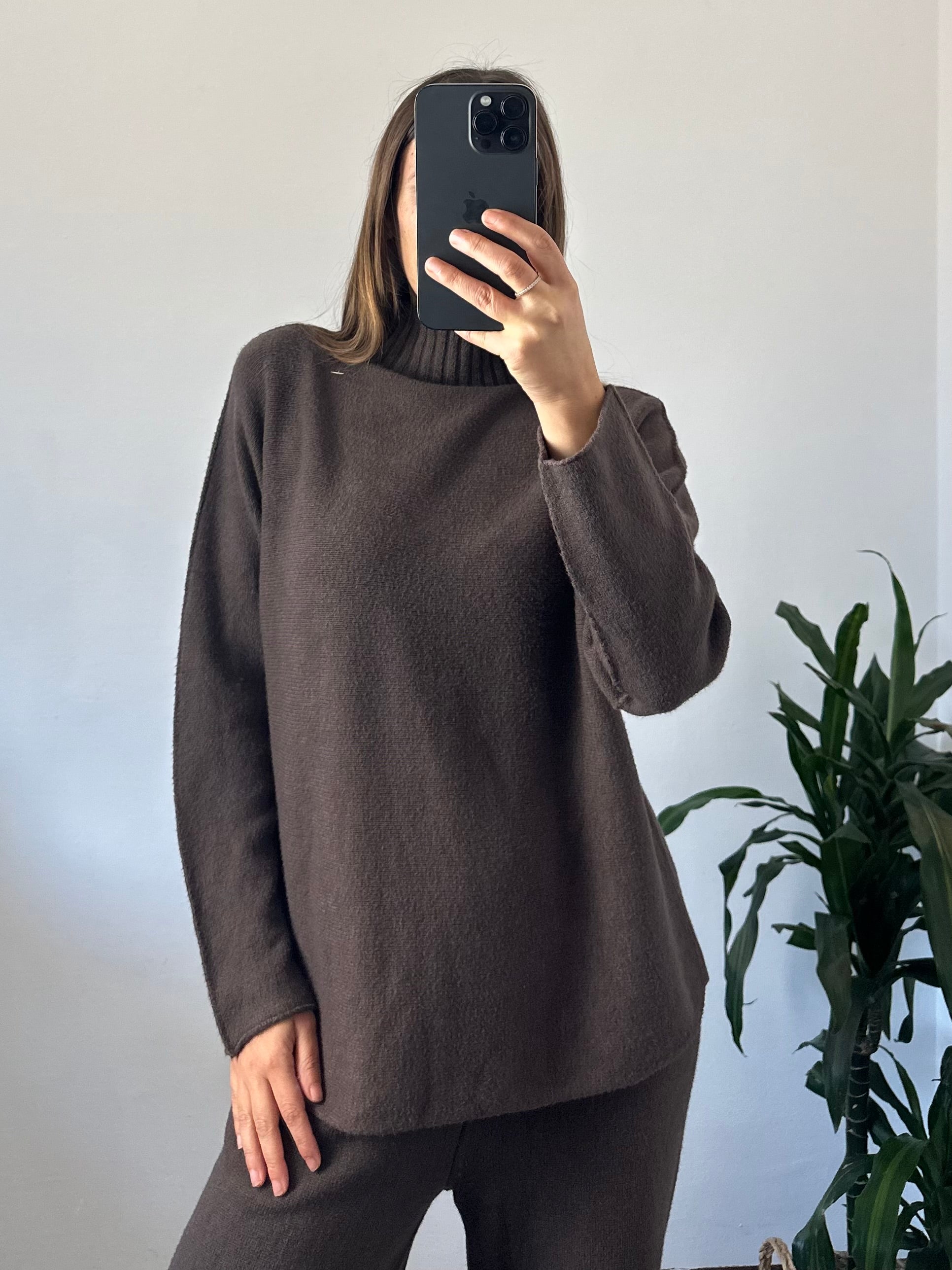 COORDINATO COLLO ALTO VISCOSA MARRONE