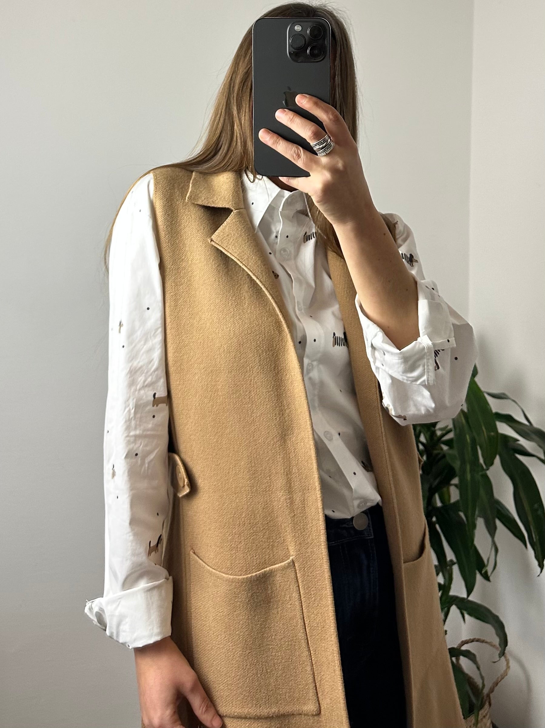 GILET in MAGLIA CON TASCHE CAMMELLO