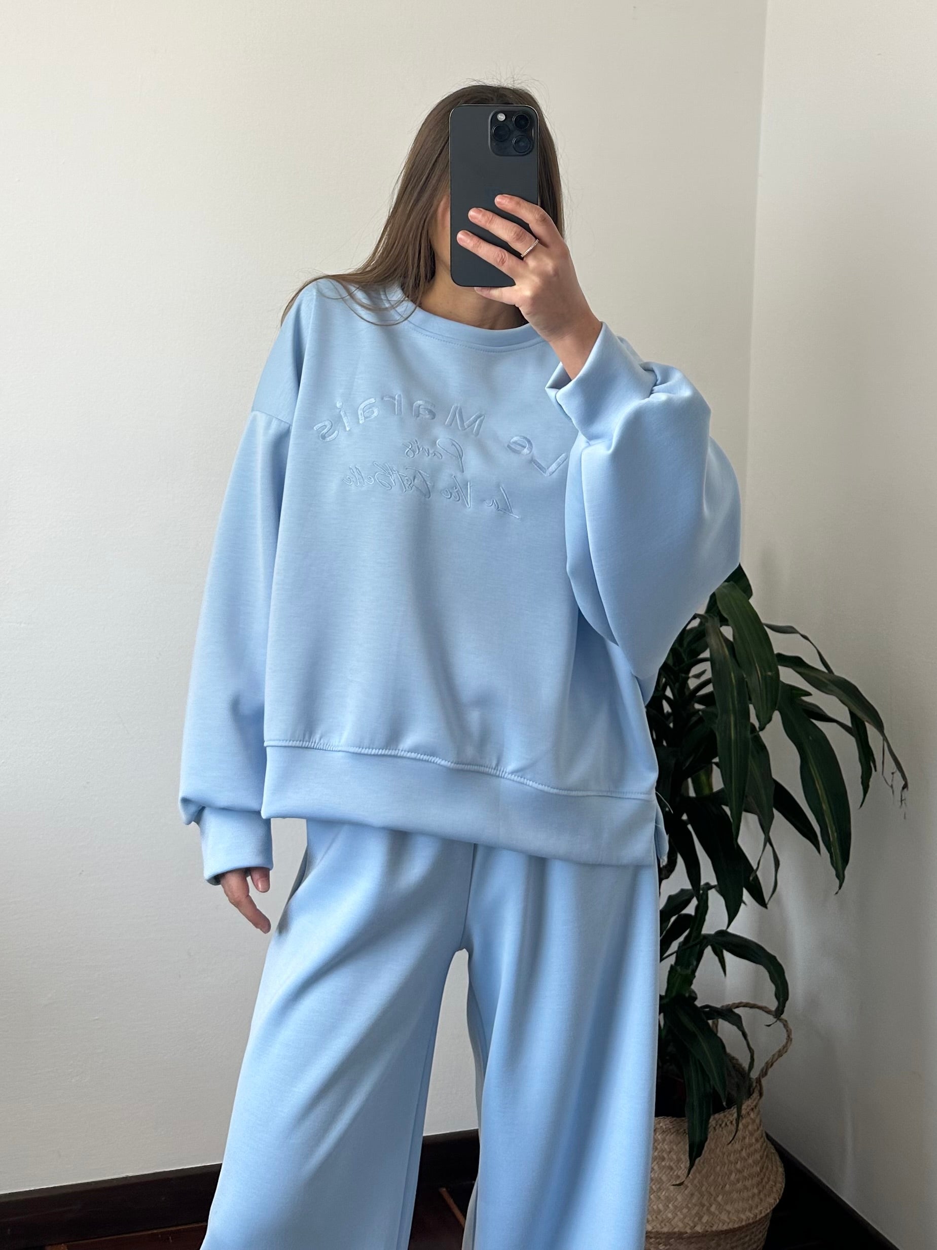 FELPA PUNTO MILANO con scritta AZZURRA