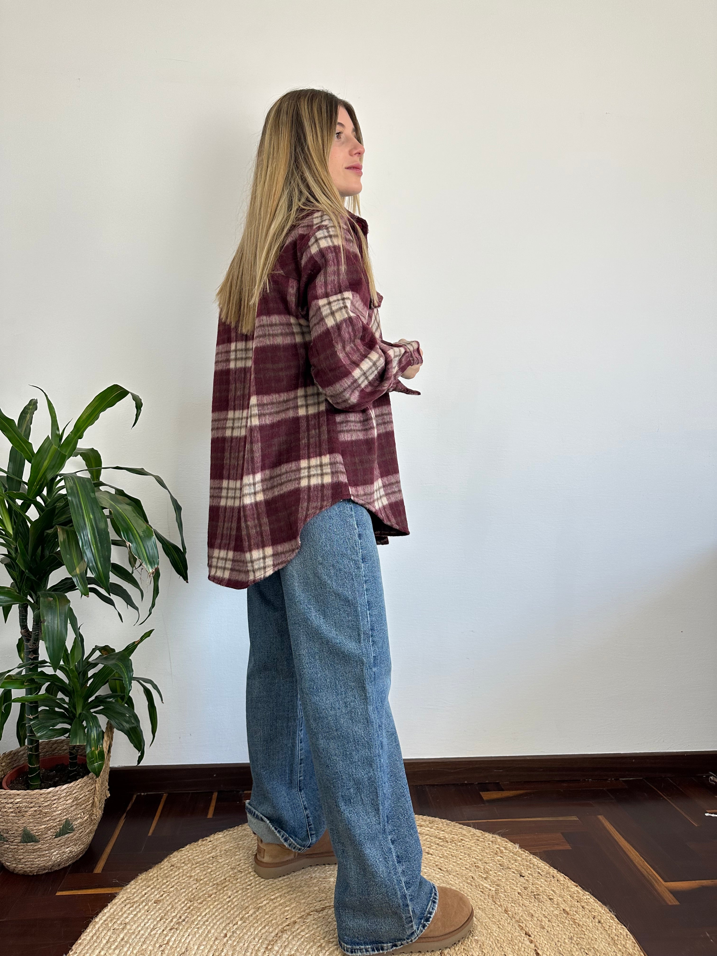 CAMICIA PELOSA COTONE BORGOGNA