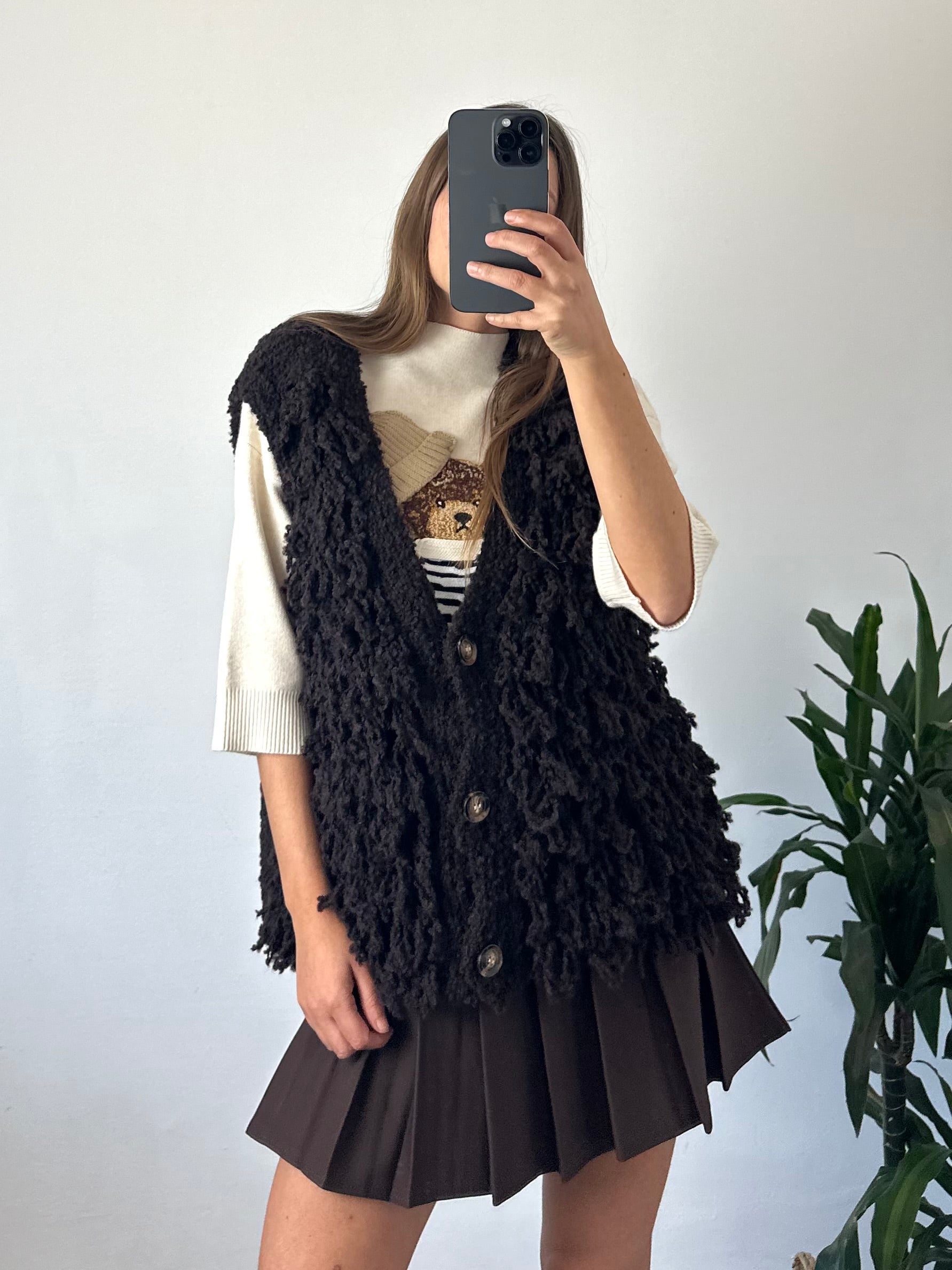 GILET misto LANA-ALPACA CIOCCOLATO