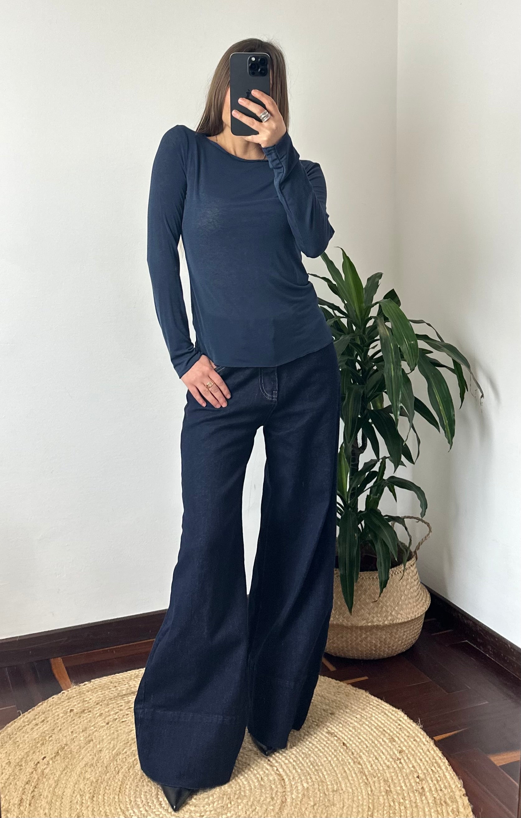 MAGLIA CASHMERE GIROCOLLO BLU NOTTE