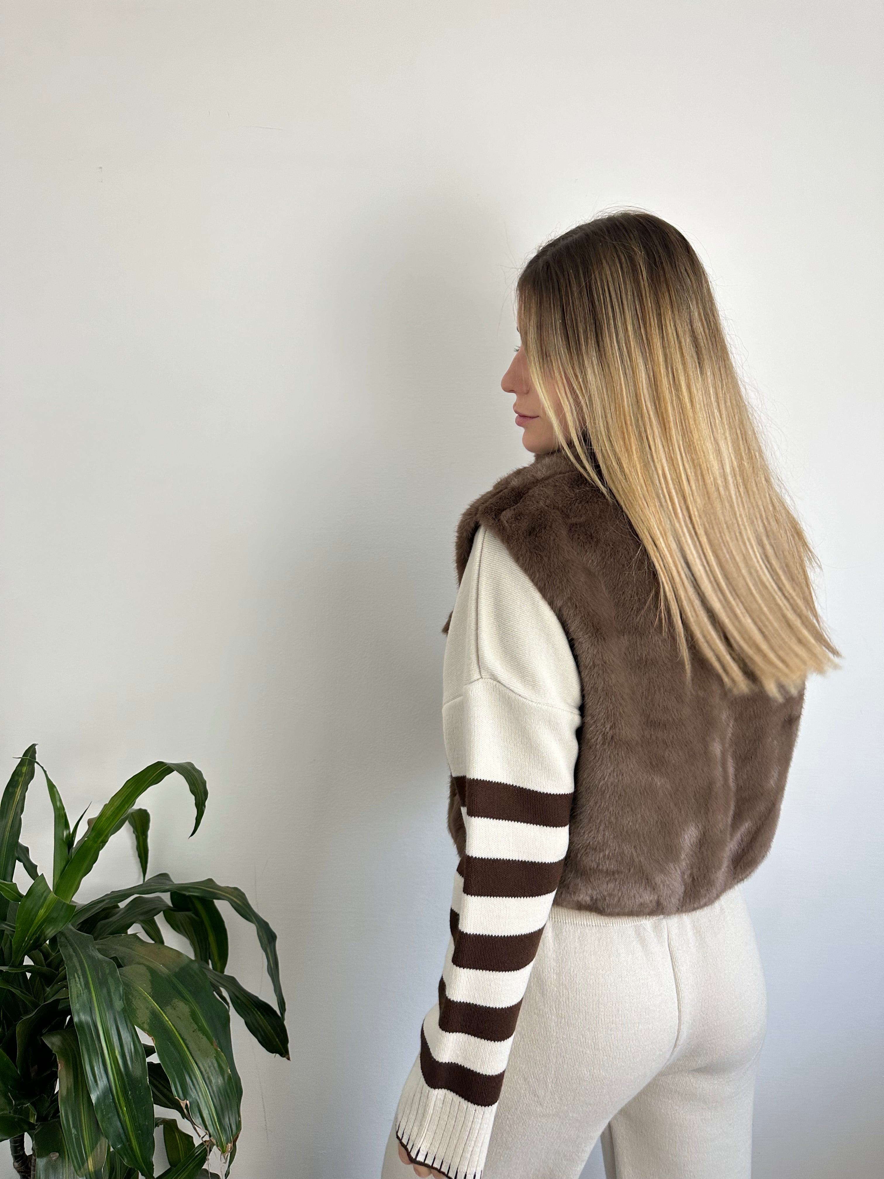 SMANICATO in ECOPELLICCIA MARRONE