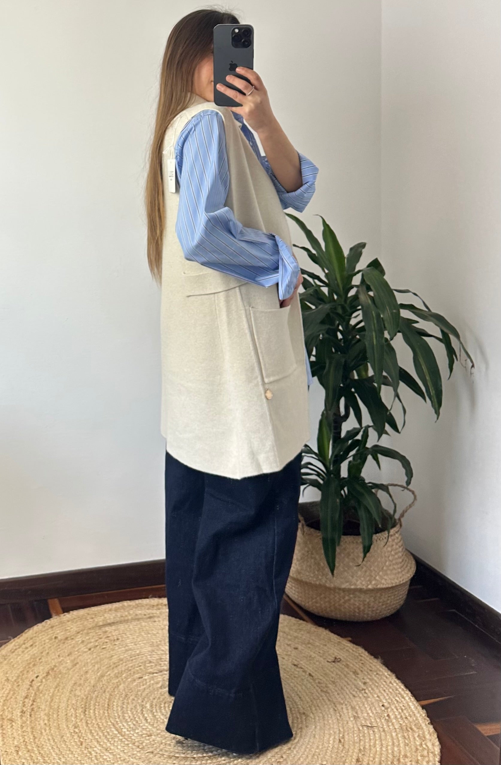 GILET in MAGLIA CON TASCHE PANNA