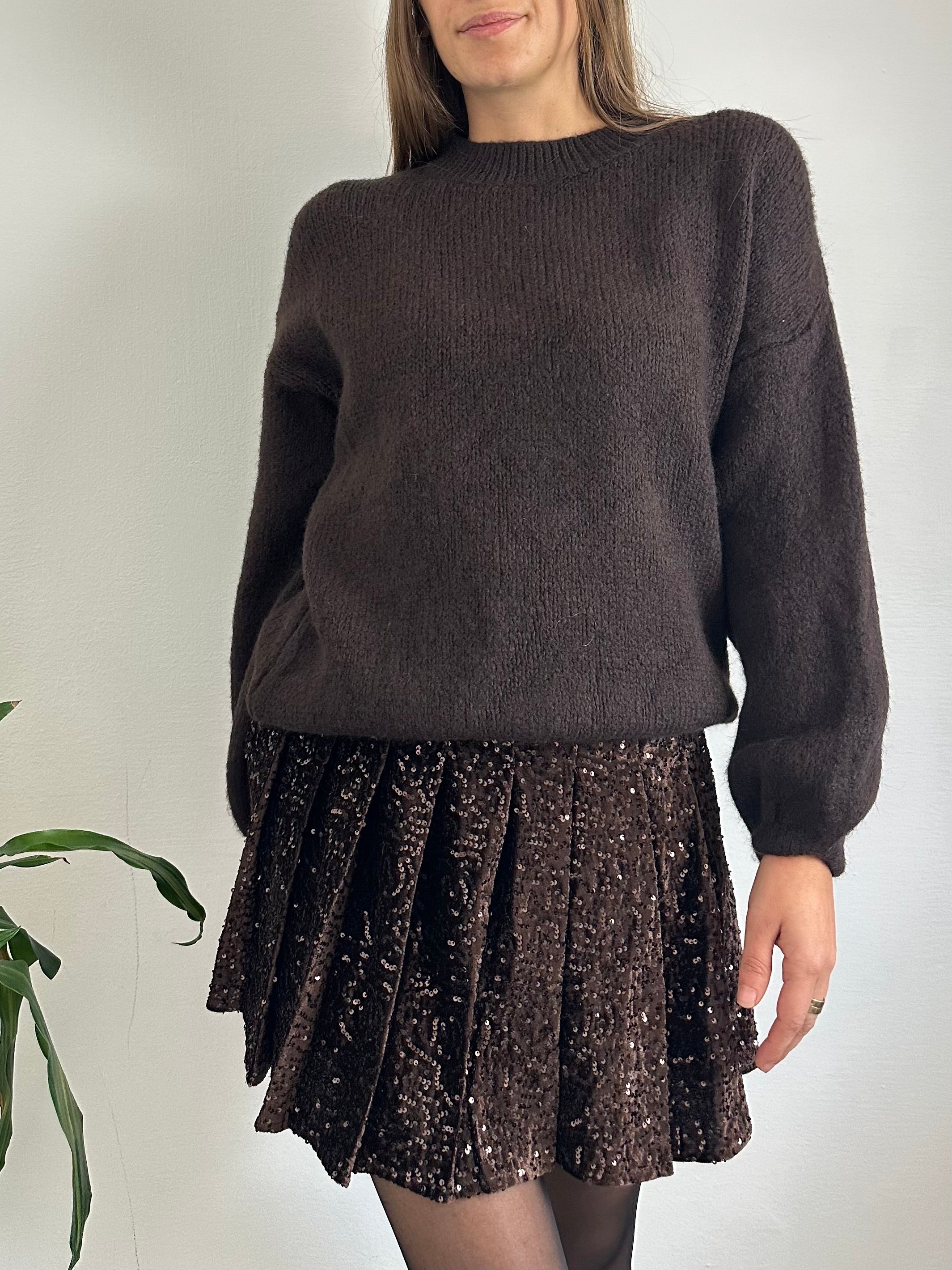 MAGLIONE misto LANA-ALPACA MARRONE