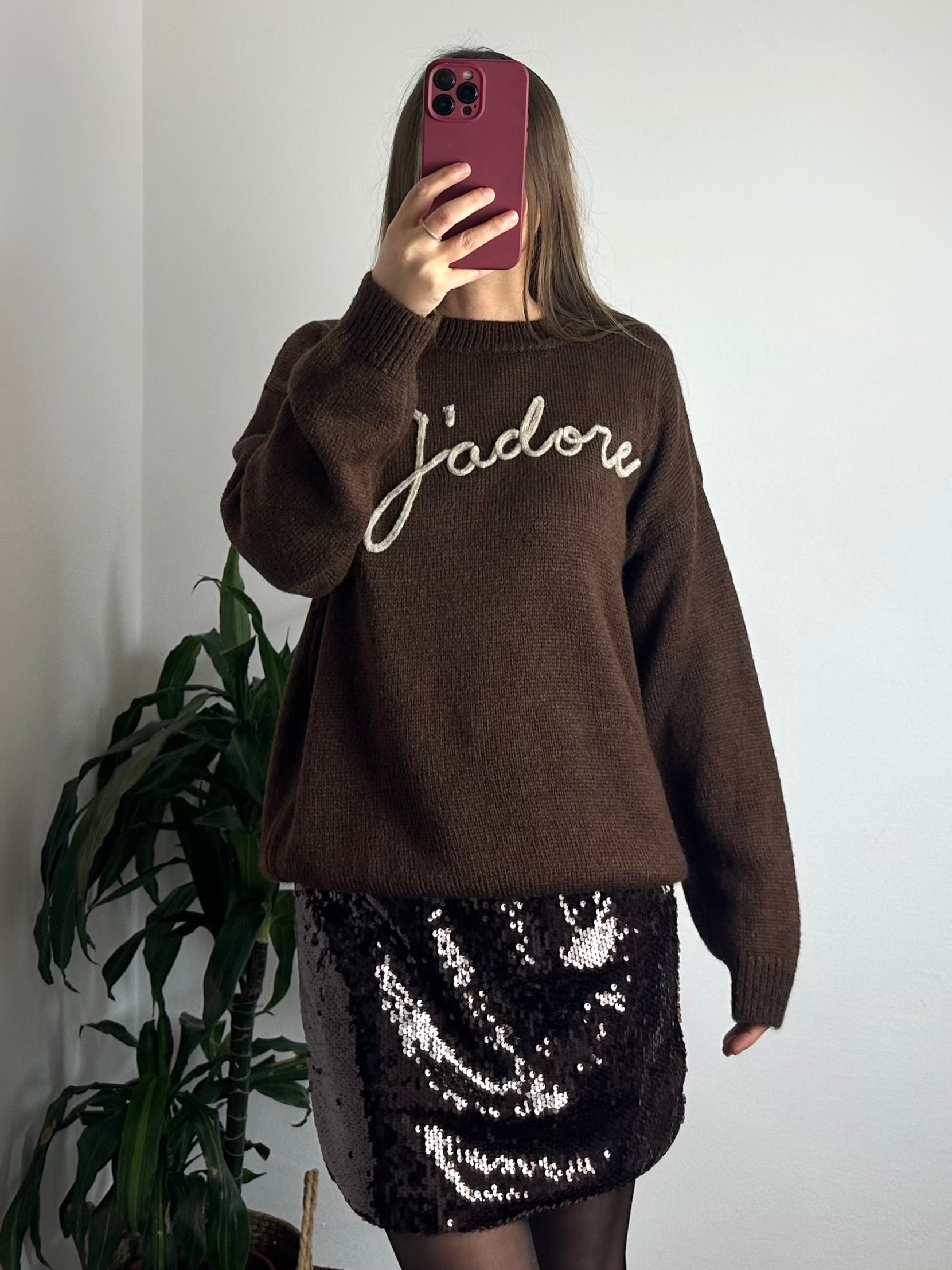 MINIGONNA PAILLETTES MARRONE