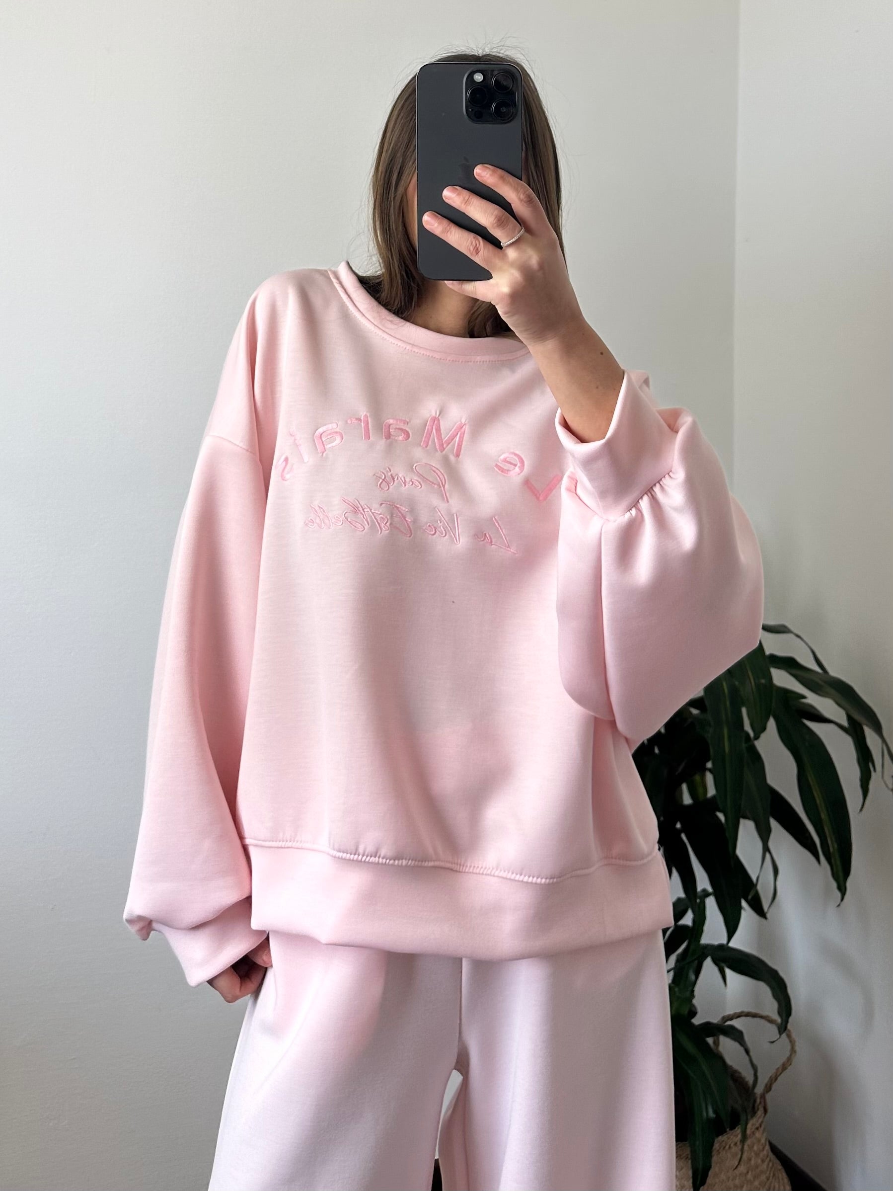 FELPA PUNTO MILANO con scritta ROSA