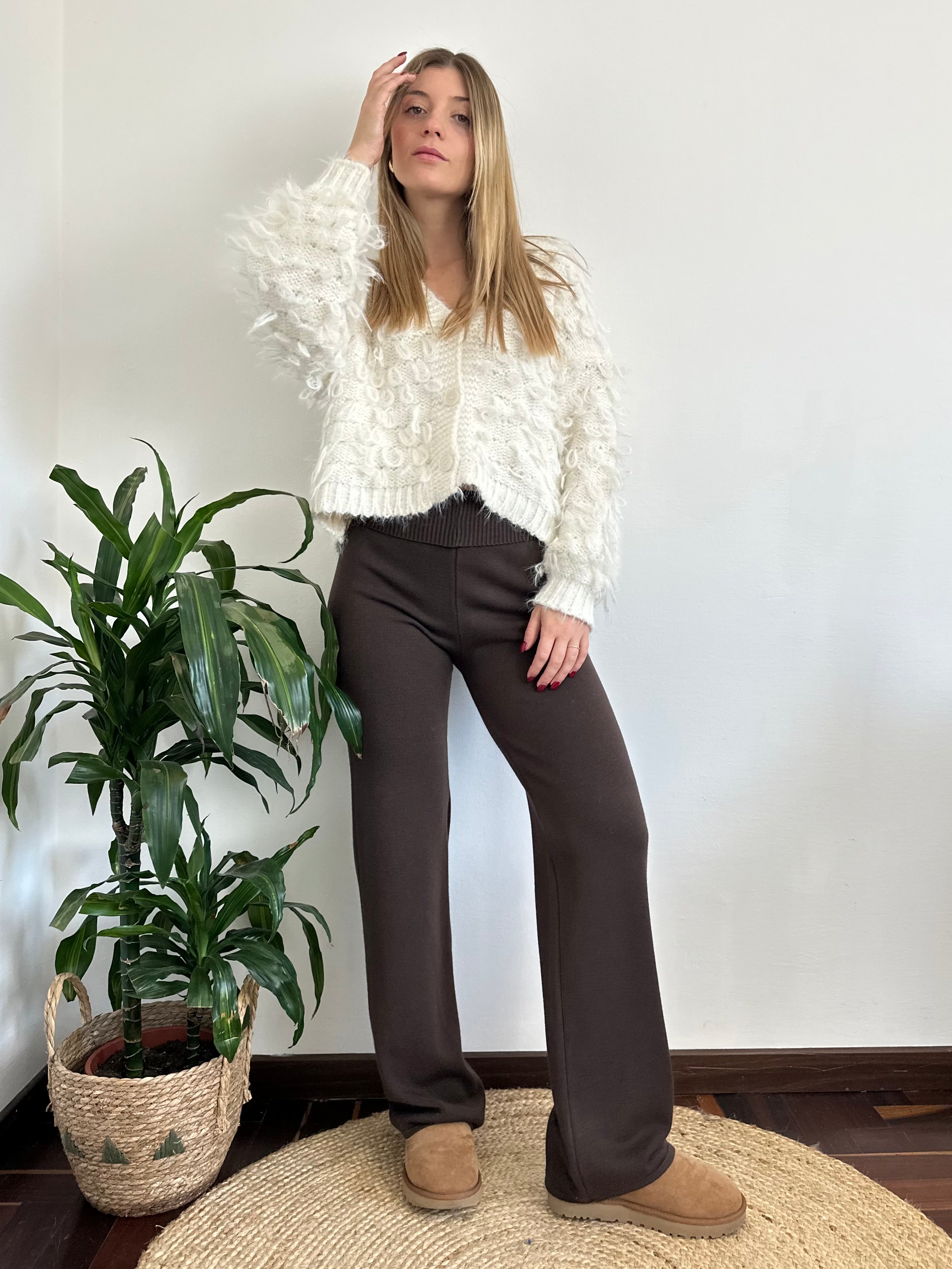 PANTALONE IN MAGLIA CIOCCOLATO