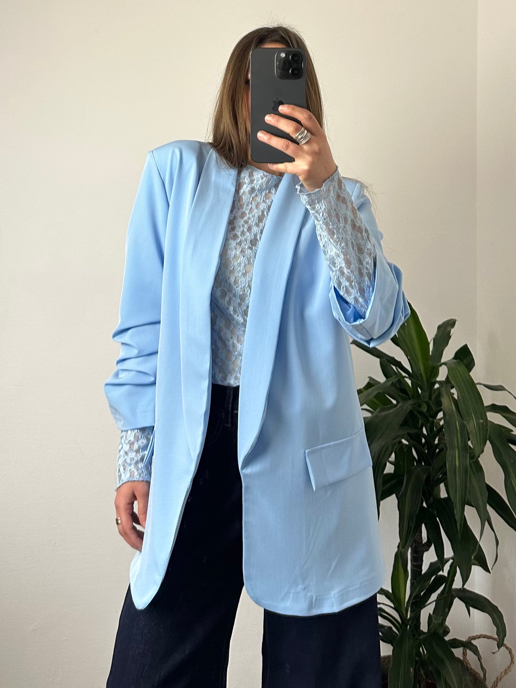 BLAZER MANICA ARRICCIATA AZZURRO