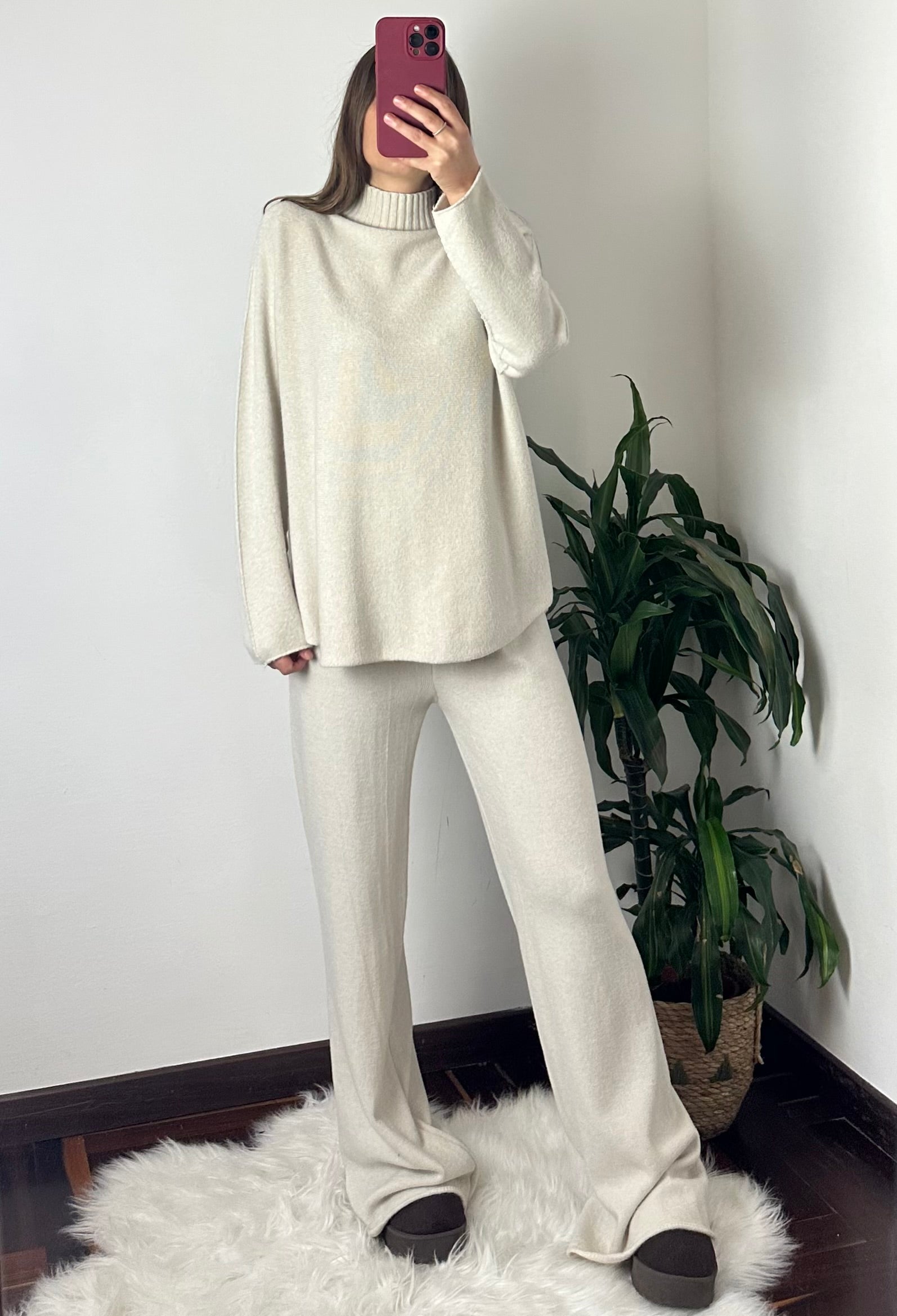 COORDINATO COLLO ALTO VISCOSA PANNA