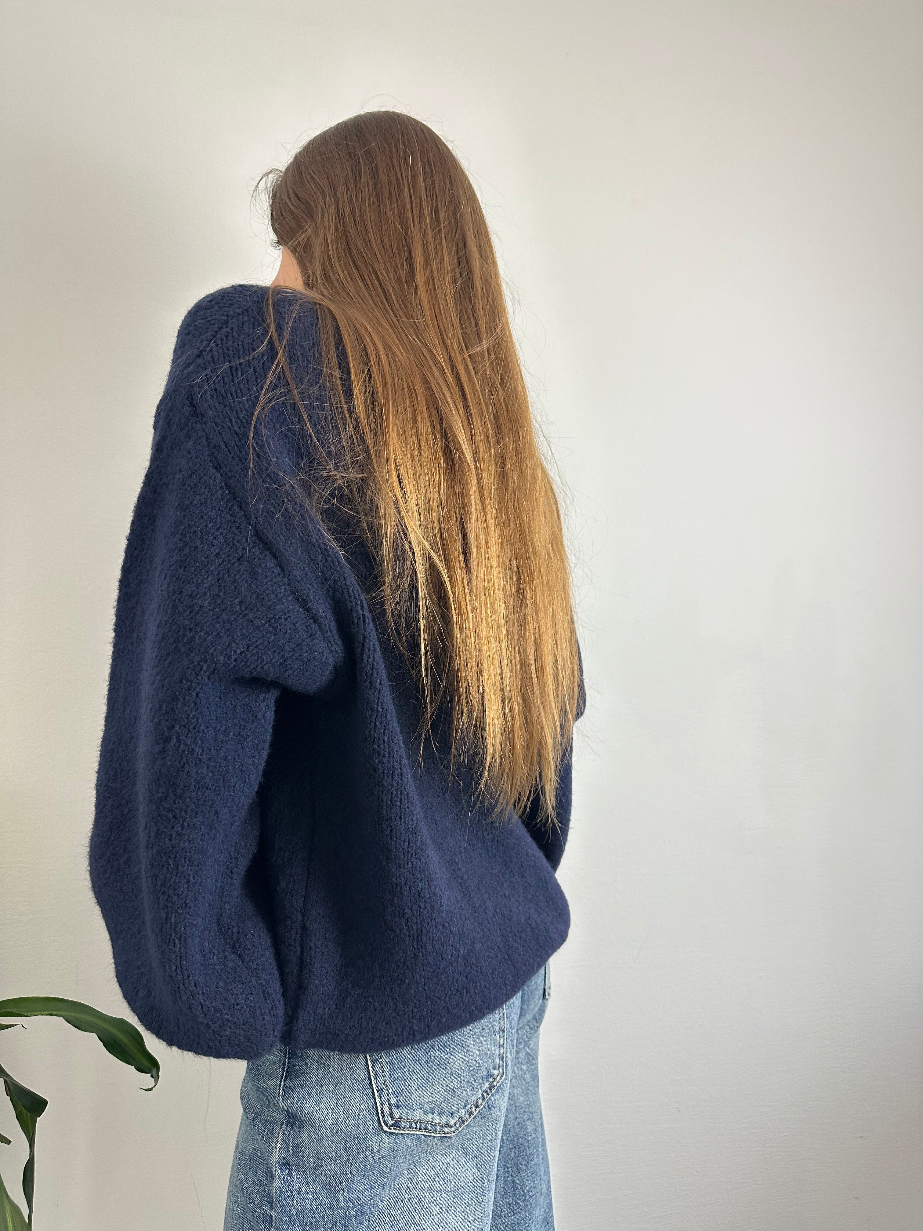 MAGLIONE MISTO LANA-ALPACA BLU SCURO
