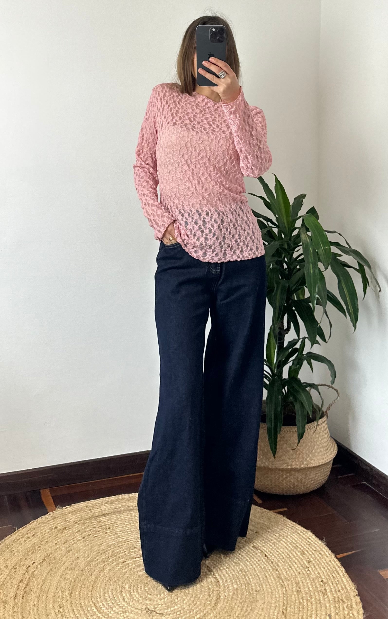 MAGLIA ELASTICIZZATA PIZZO ROSA