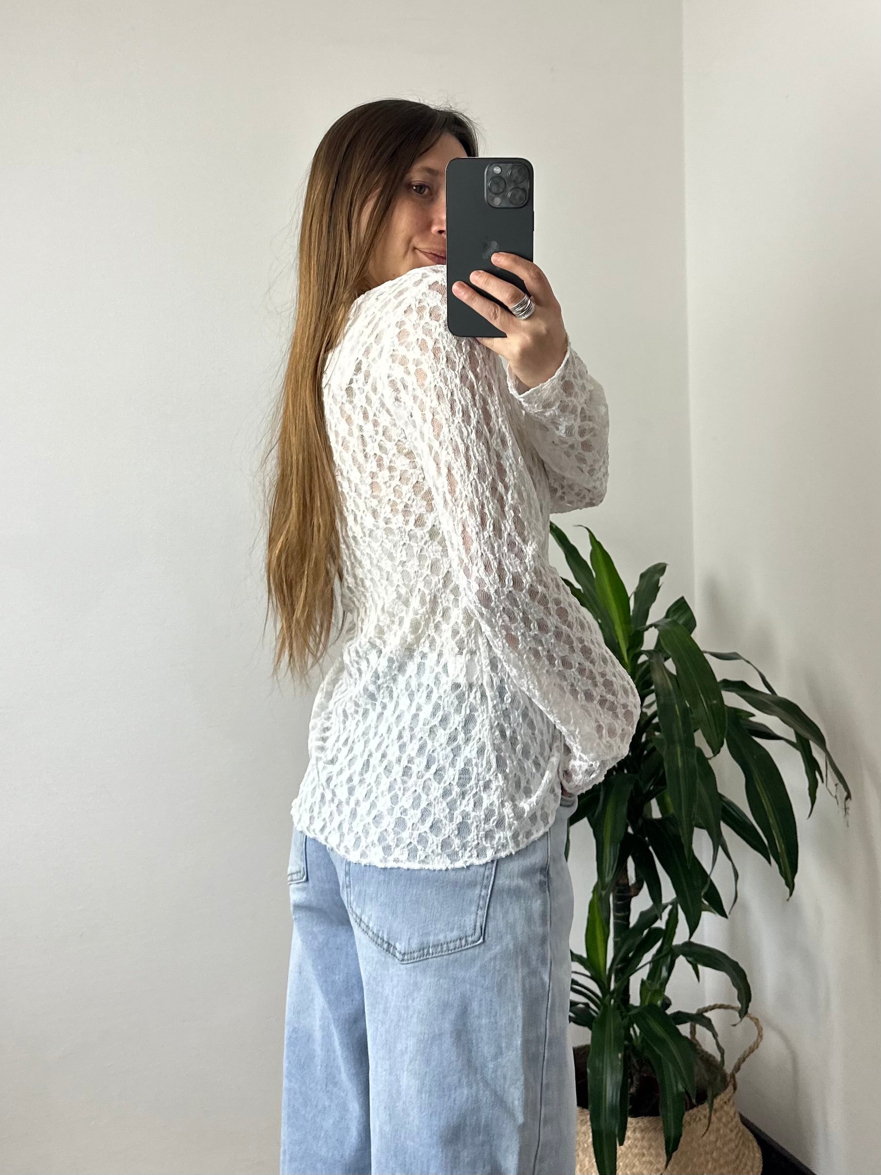 MAGLIA ELASTICIZZATA PIZZO BIANCO