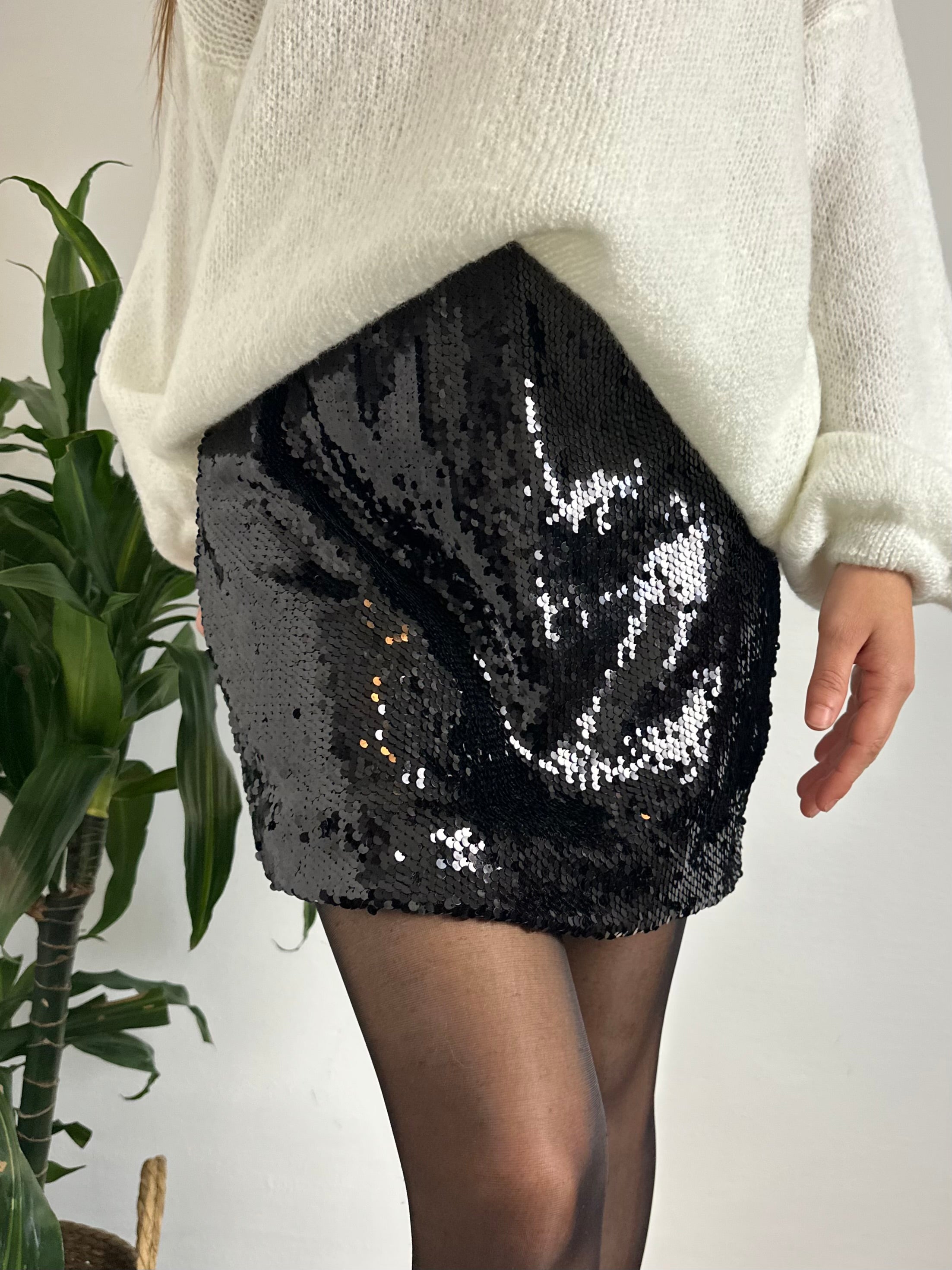 MINIGONNA PAILLETTES NERO
