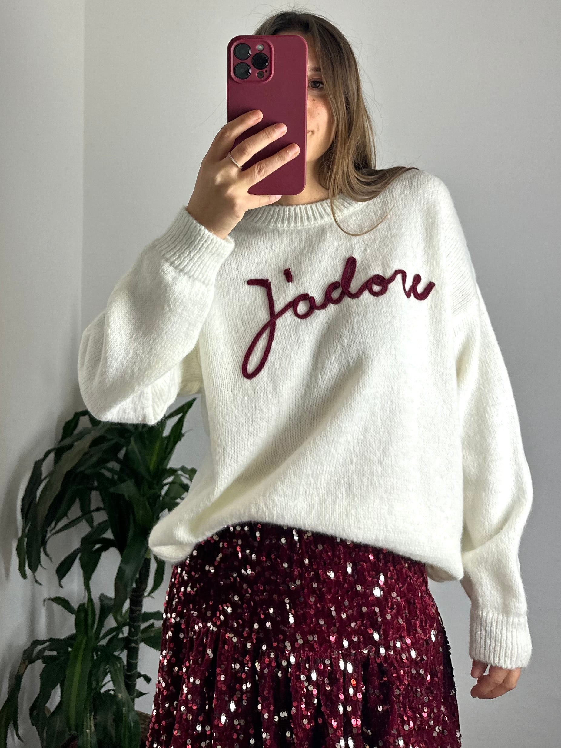 MAGLIONE “J’adore” misto LANA BIANCO