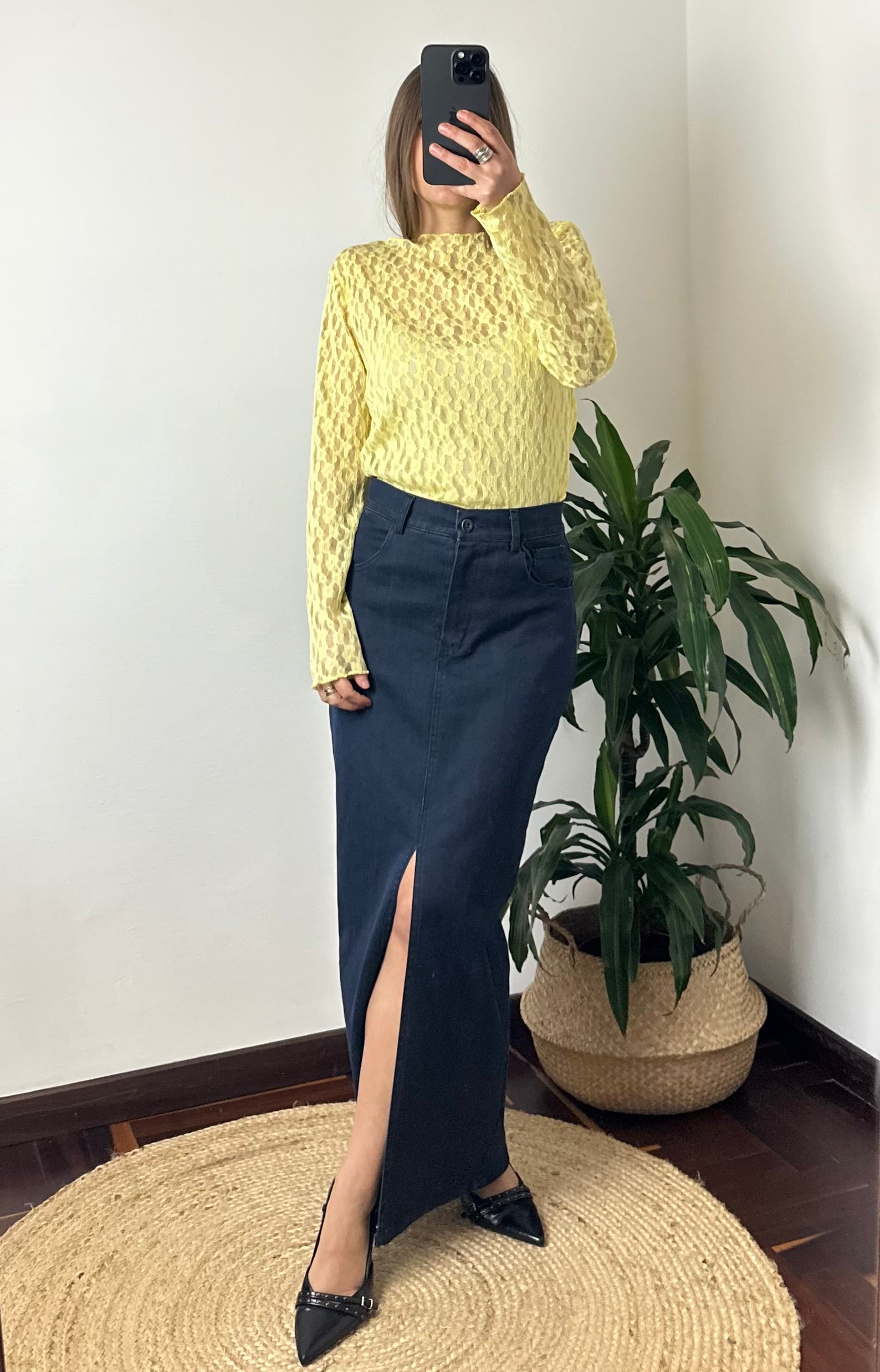 MAGLIA ELASTICIZZATA PIZZO GIALLO