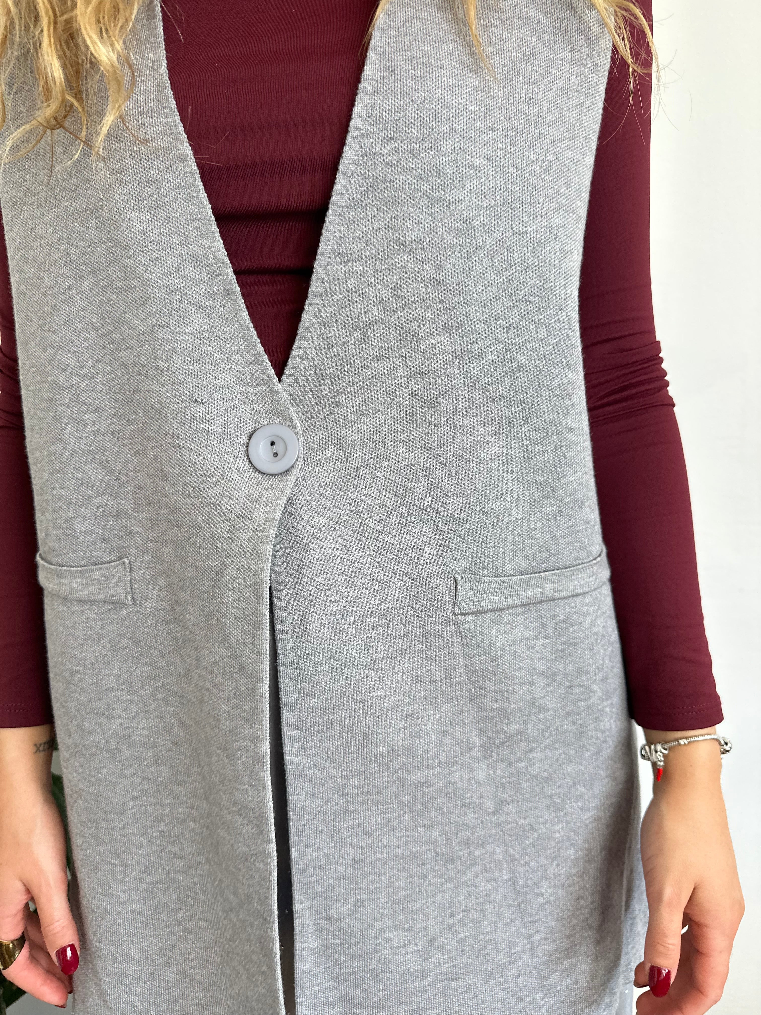 GILET in MAGLIA GRIGIO