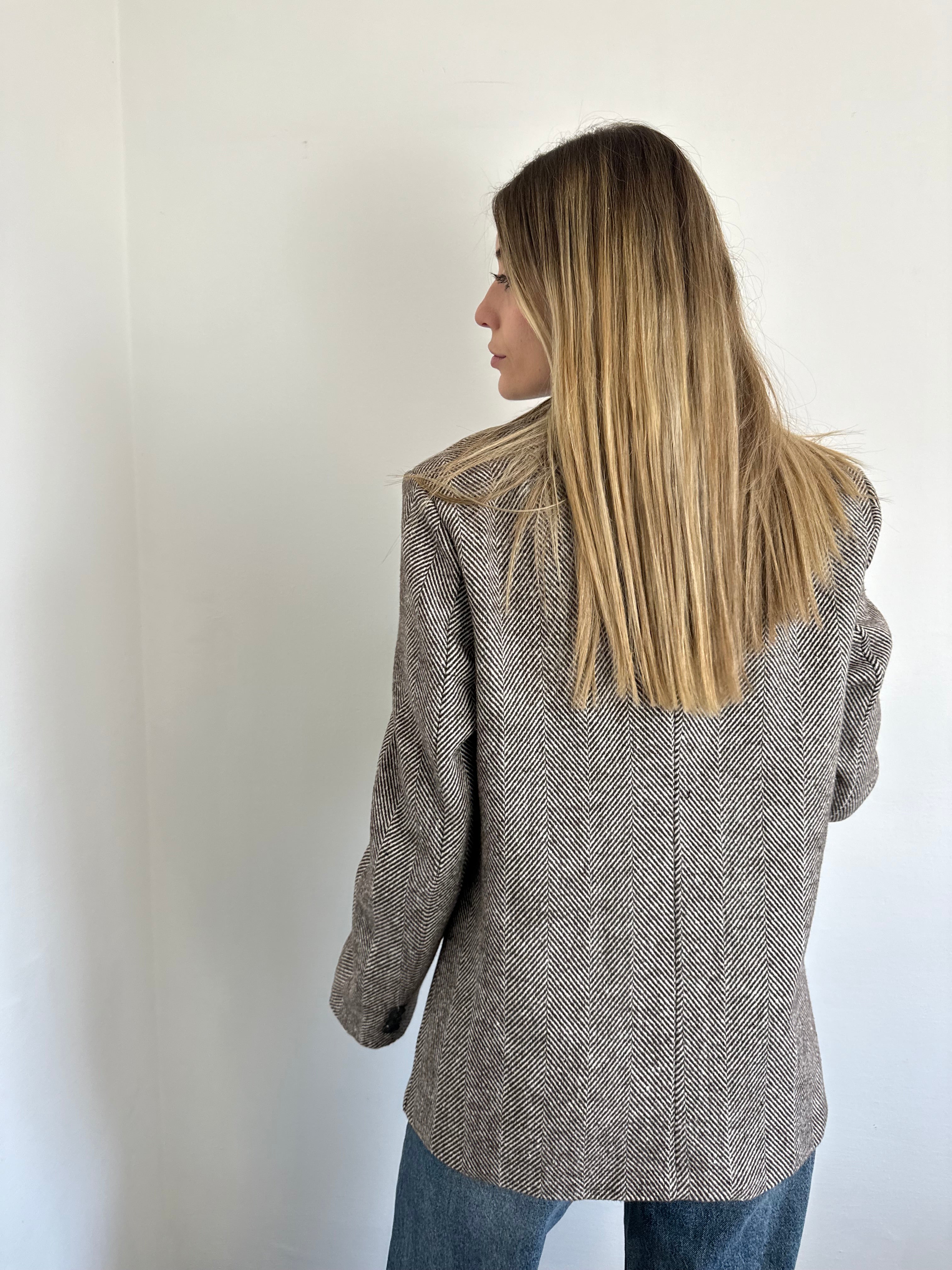 BLAZER SPIGATO SPALLINE IMBOTTITE MARRONE