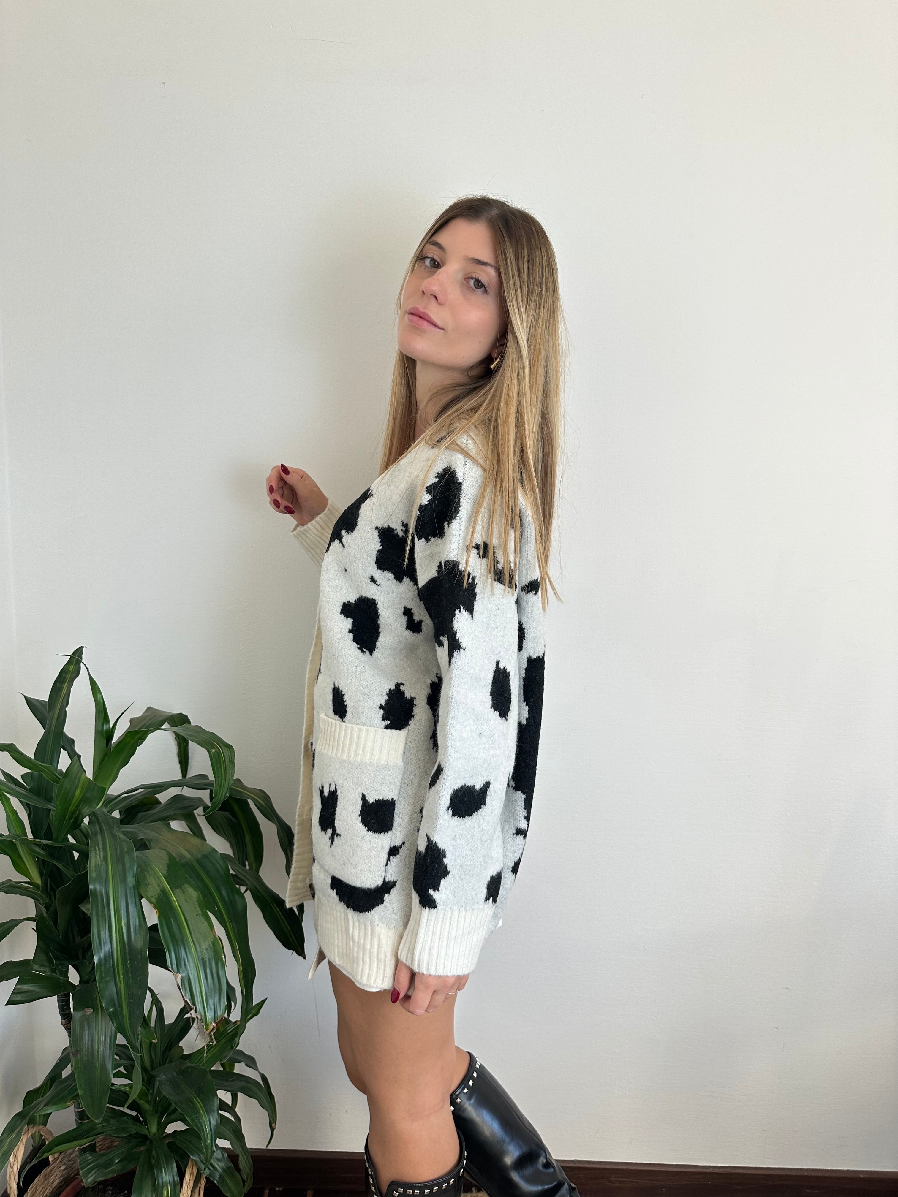 CARDIGAN COW MISTO LANA