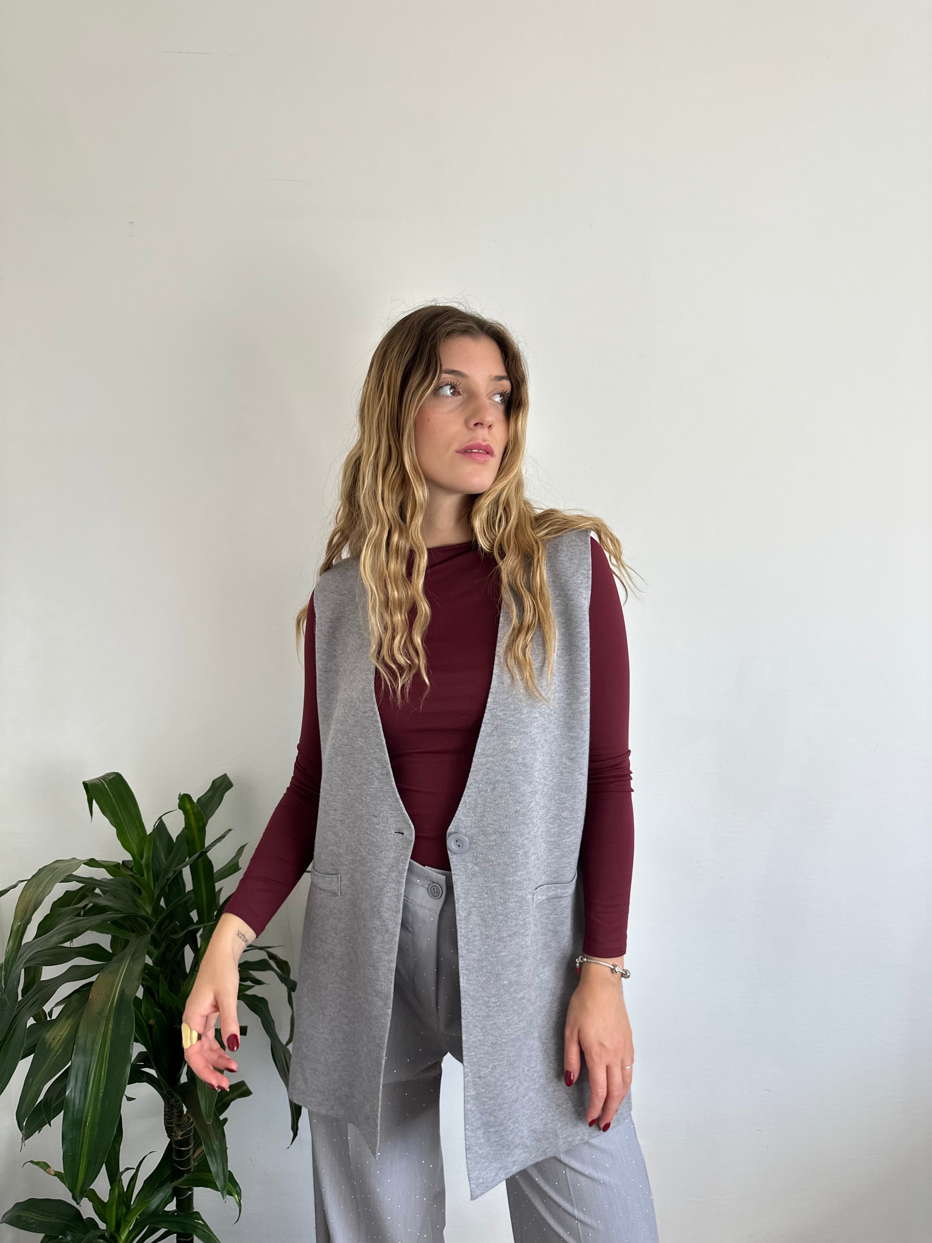 GILET in MAGLIA GRIGIO