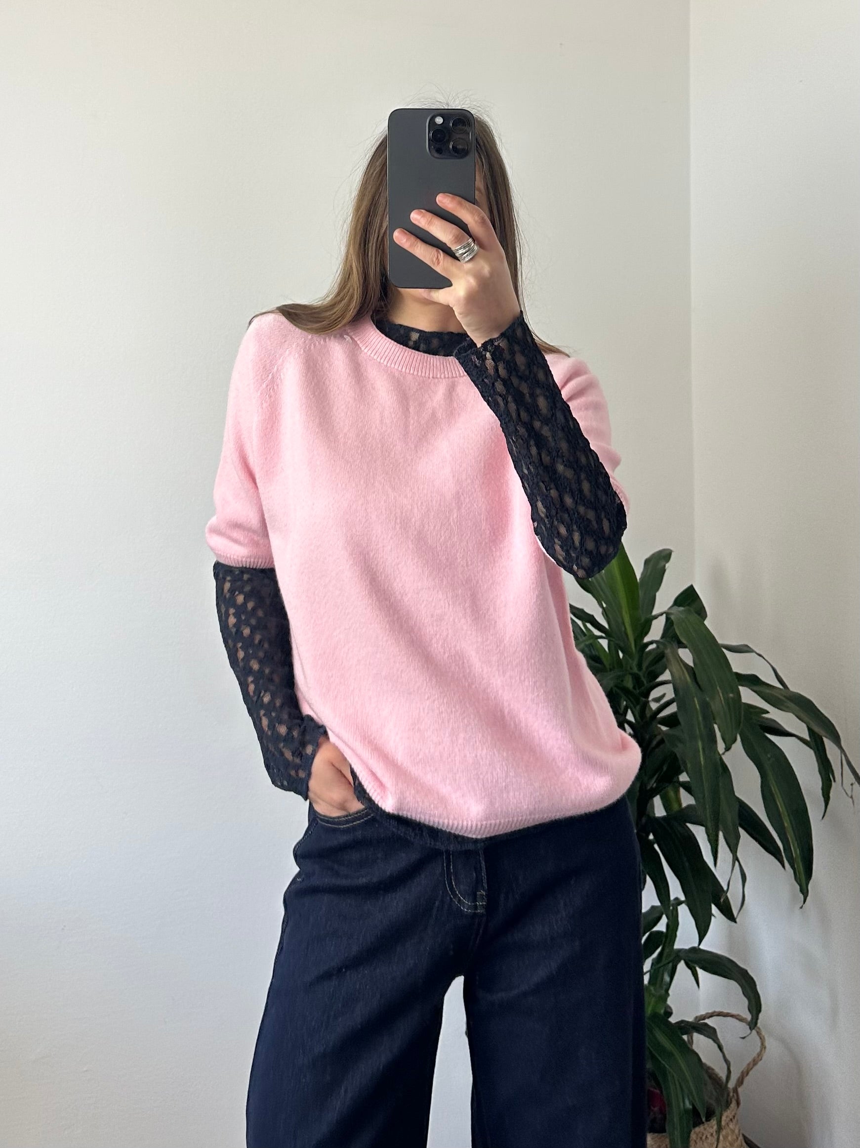 PULLOVER MANICA 3/4 in MORBIDA VISCOSA ROSA
