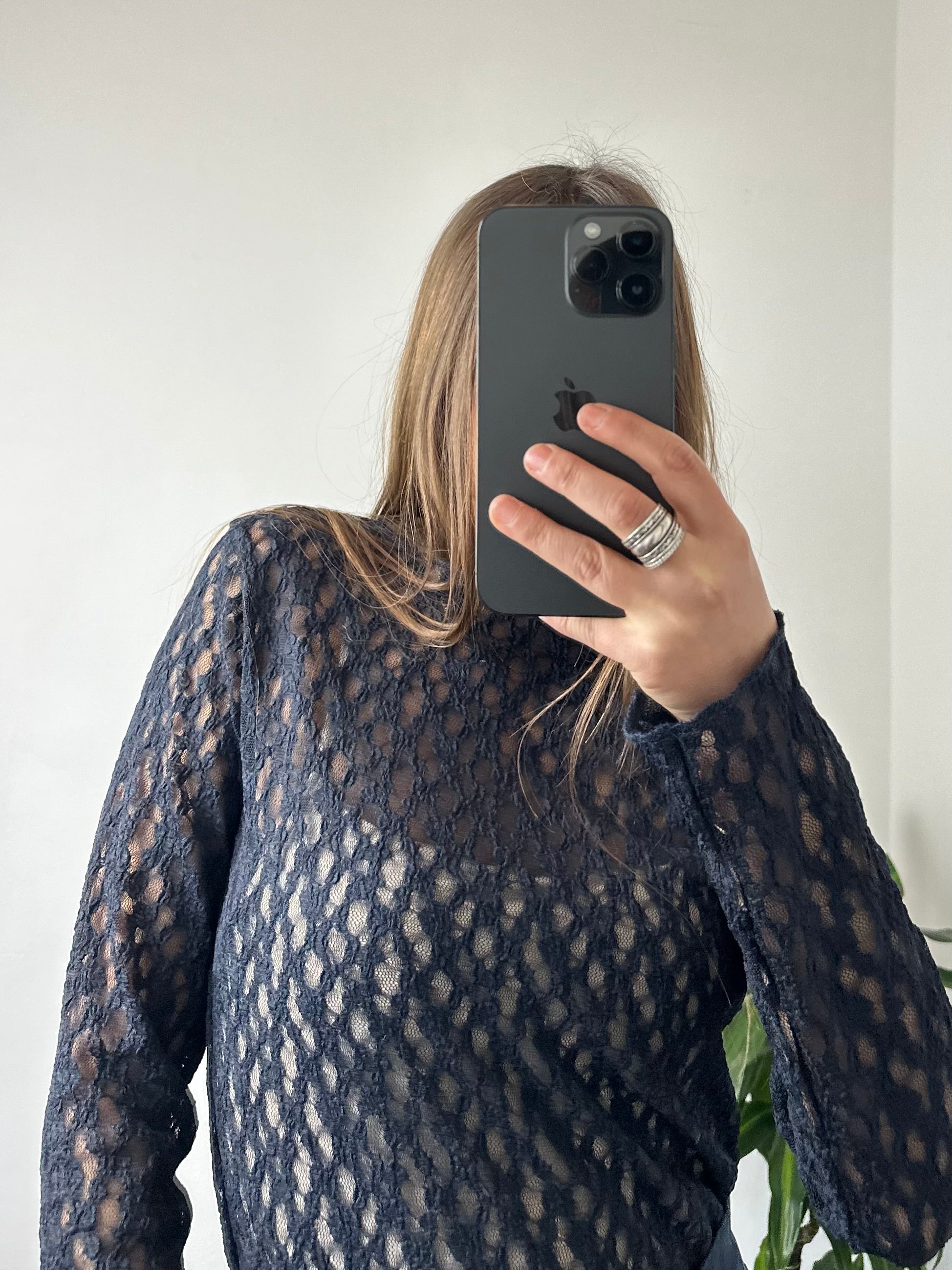 MAGLIA ELASTICIZZATA PIZZO BLU NOTTE