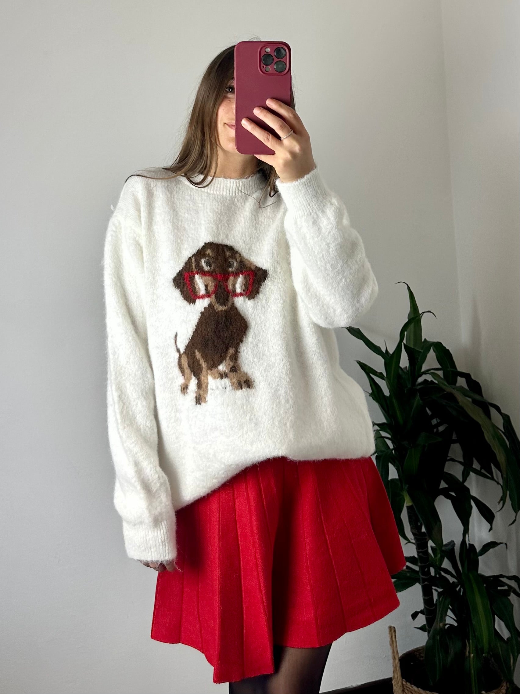 PULLOVER DOG misto LANA-MOHAIR BIANCO