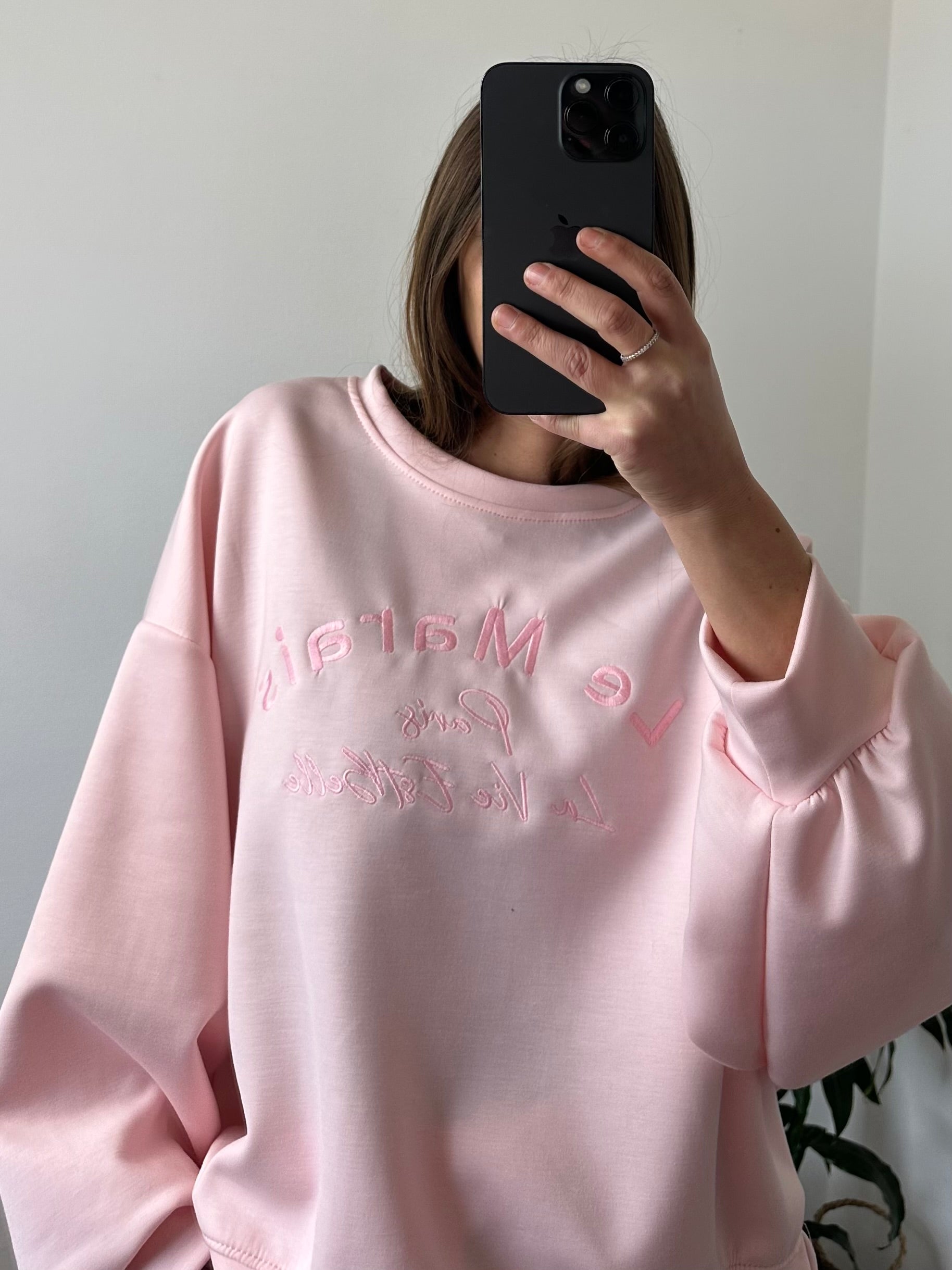 FELPA PUNTO MILANO con scritta ROSA