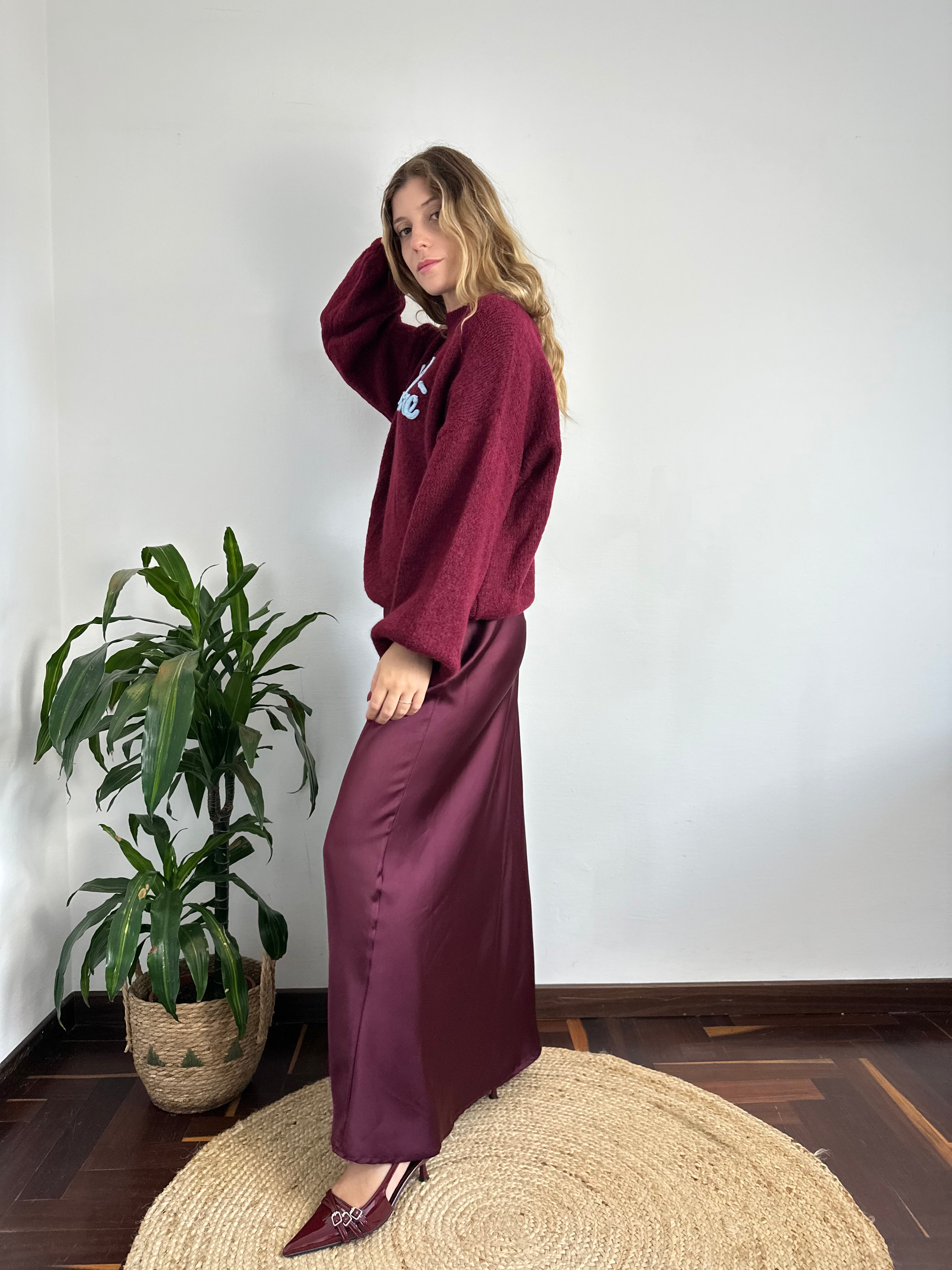 GONNA SATIN BORDEAUX