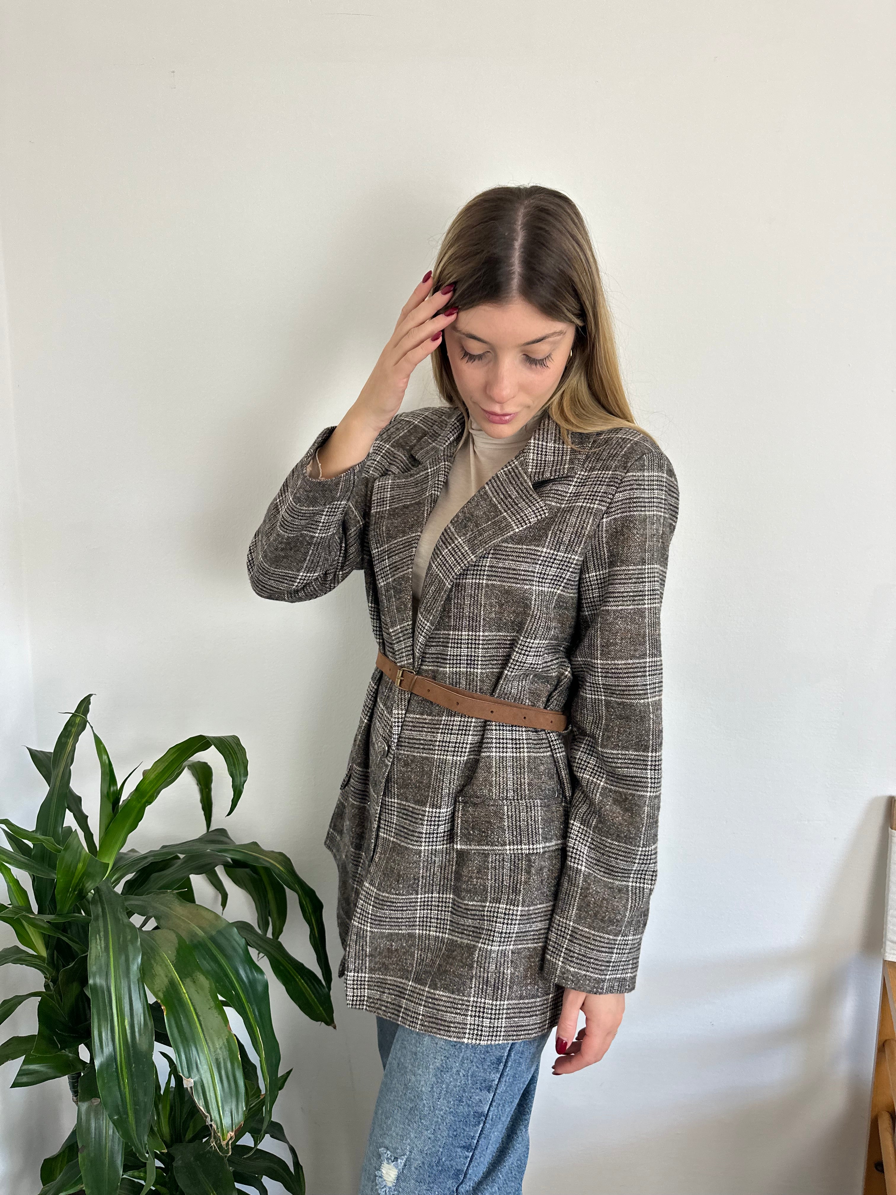 GIACCA TARTAN con CINTURA