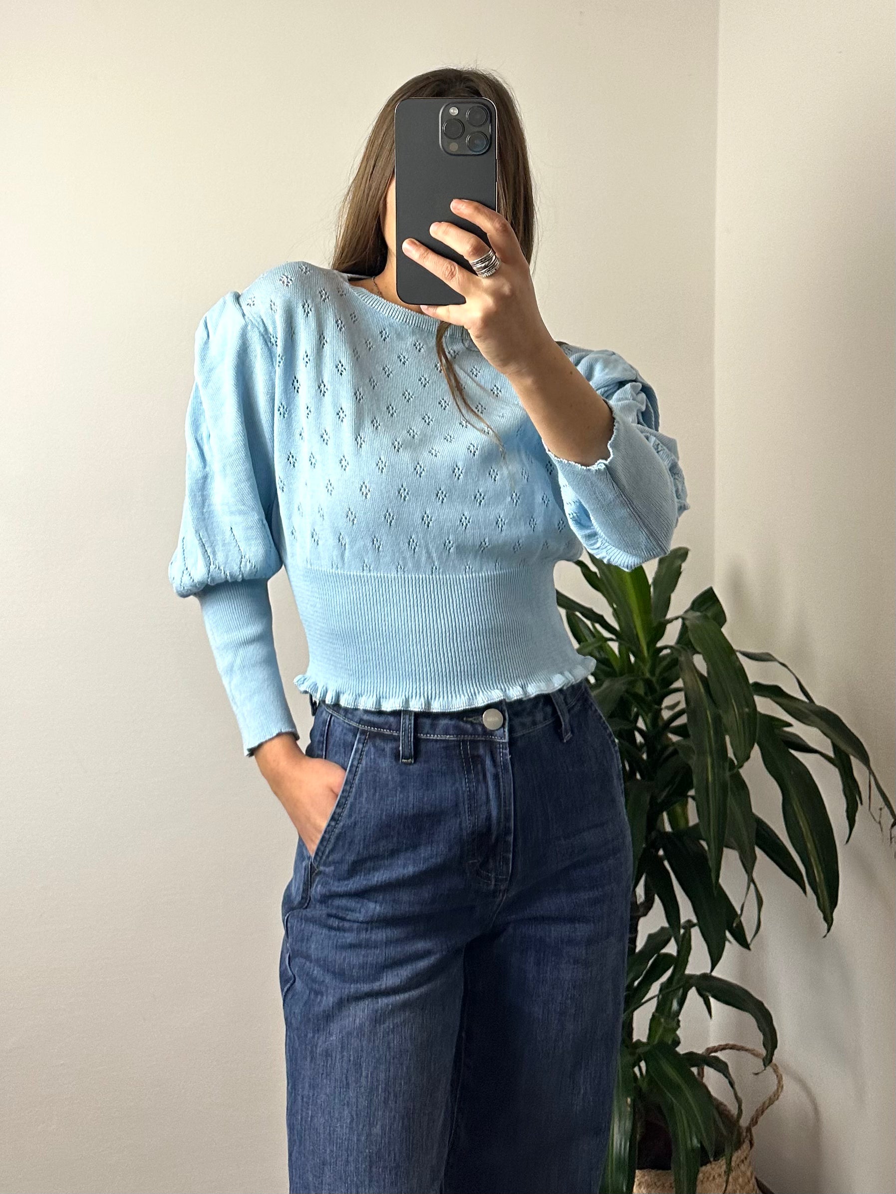 CROP FRANCESE AZZURRO