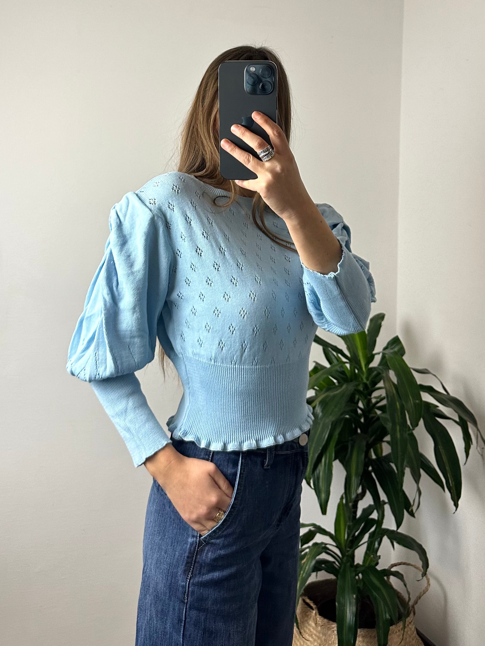 CROP FRANCESE AZZURRO