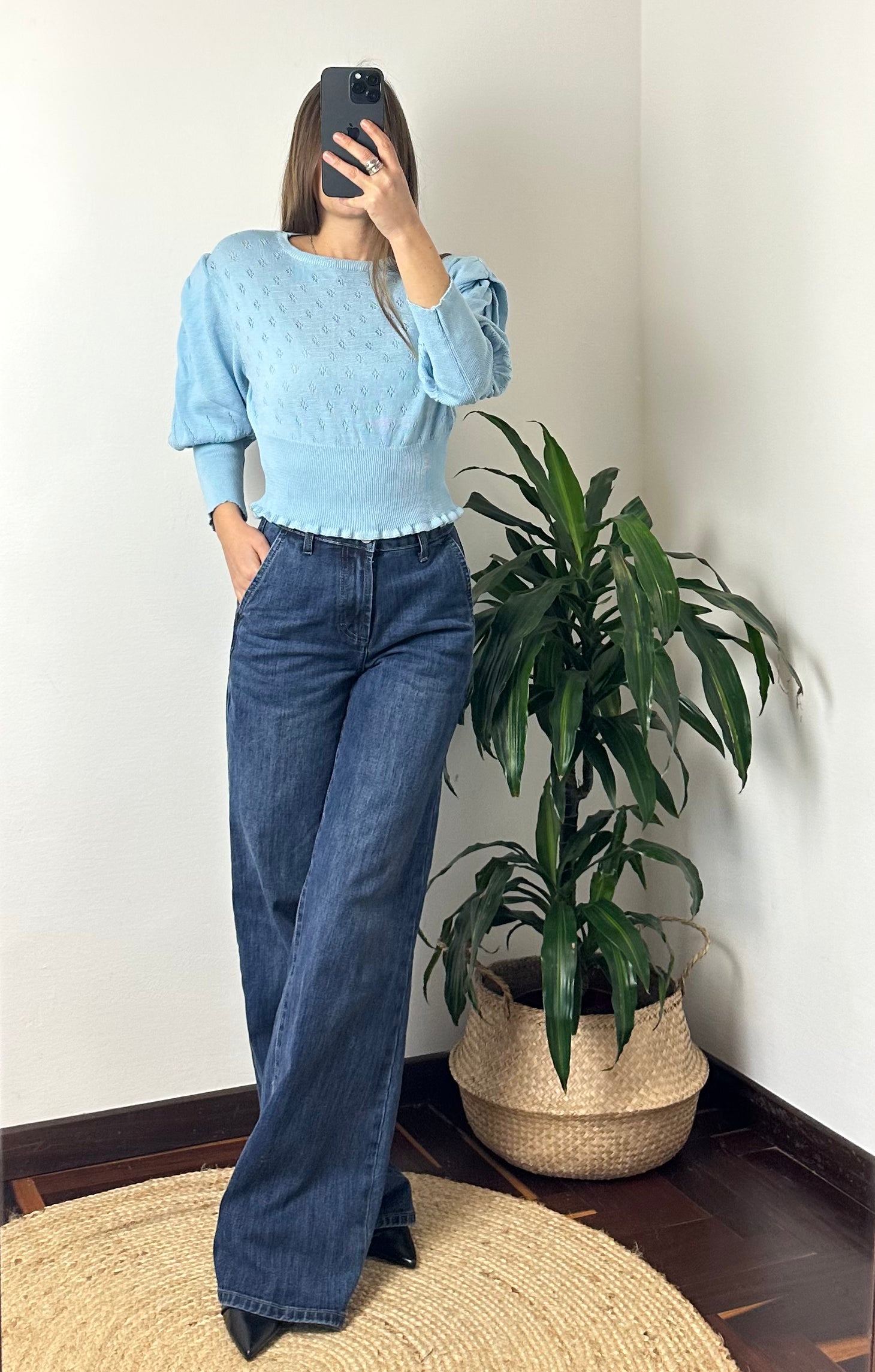 CROP FRANCESE AZZURRO