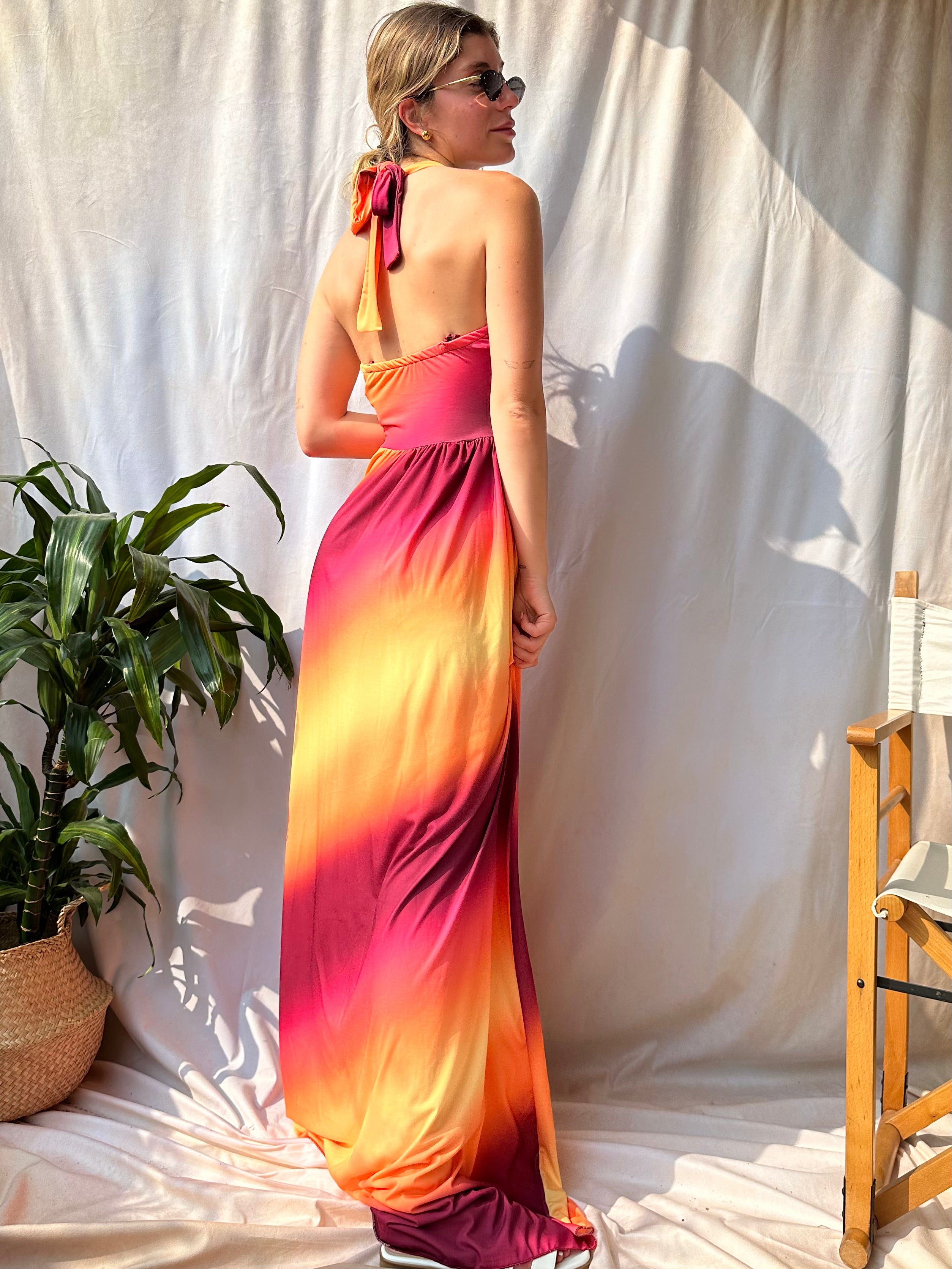 ABITO SUNSET BORDEAUX-ARANCIO