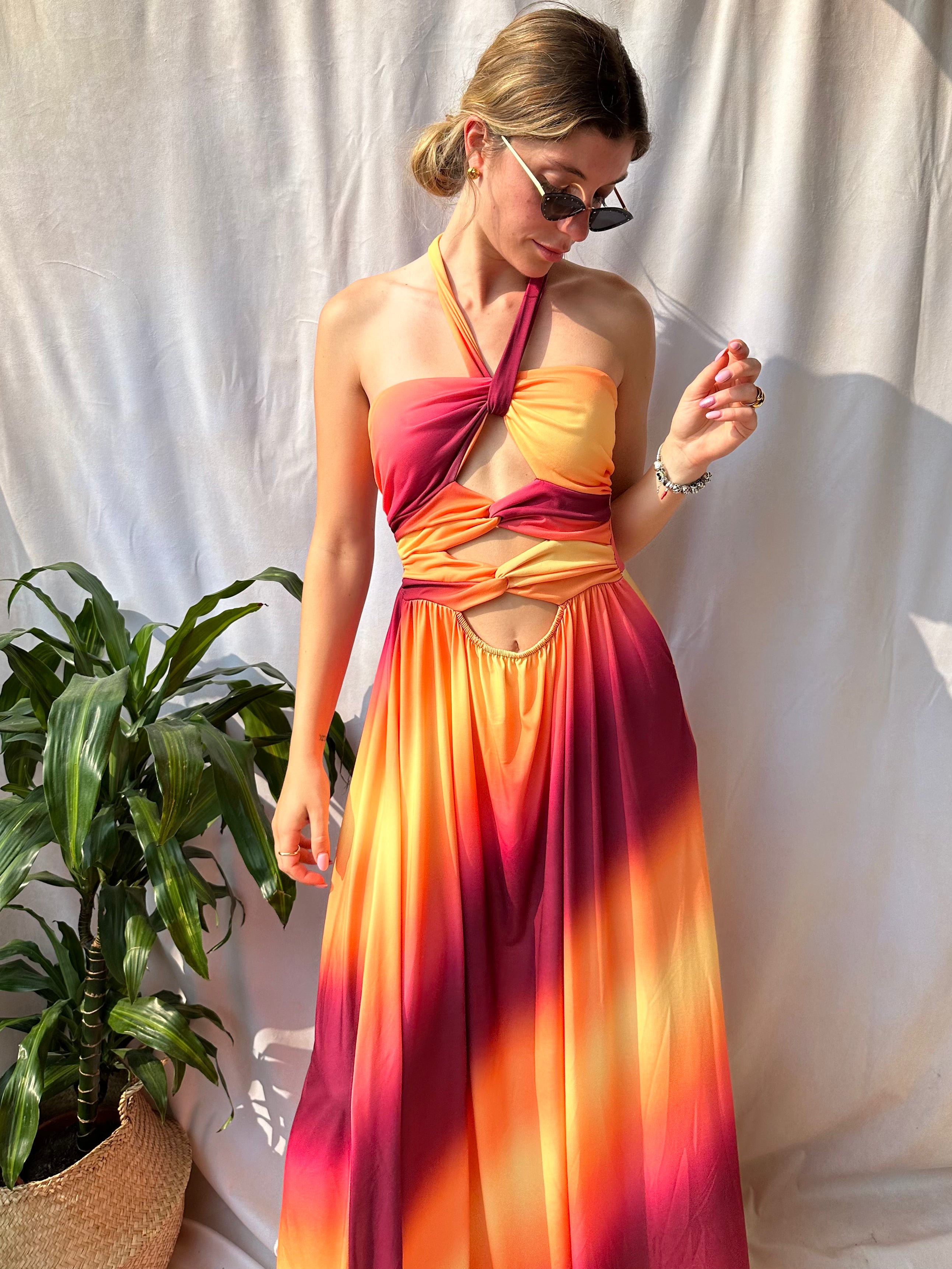 ABITO SUNSET BORDEAUX-ARANCIO
