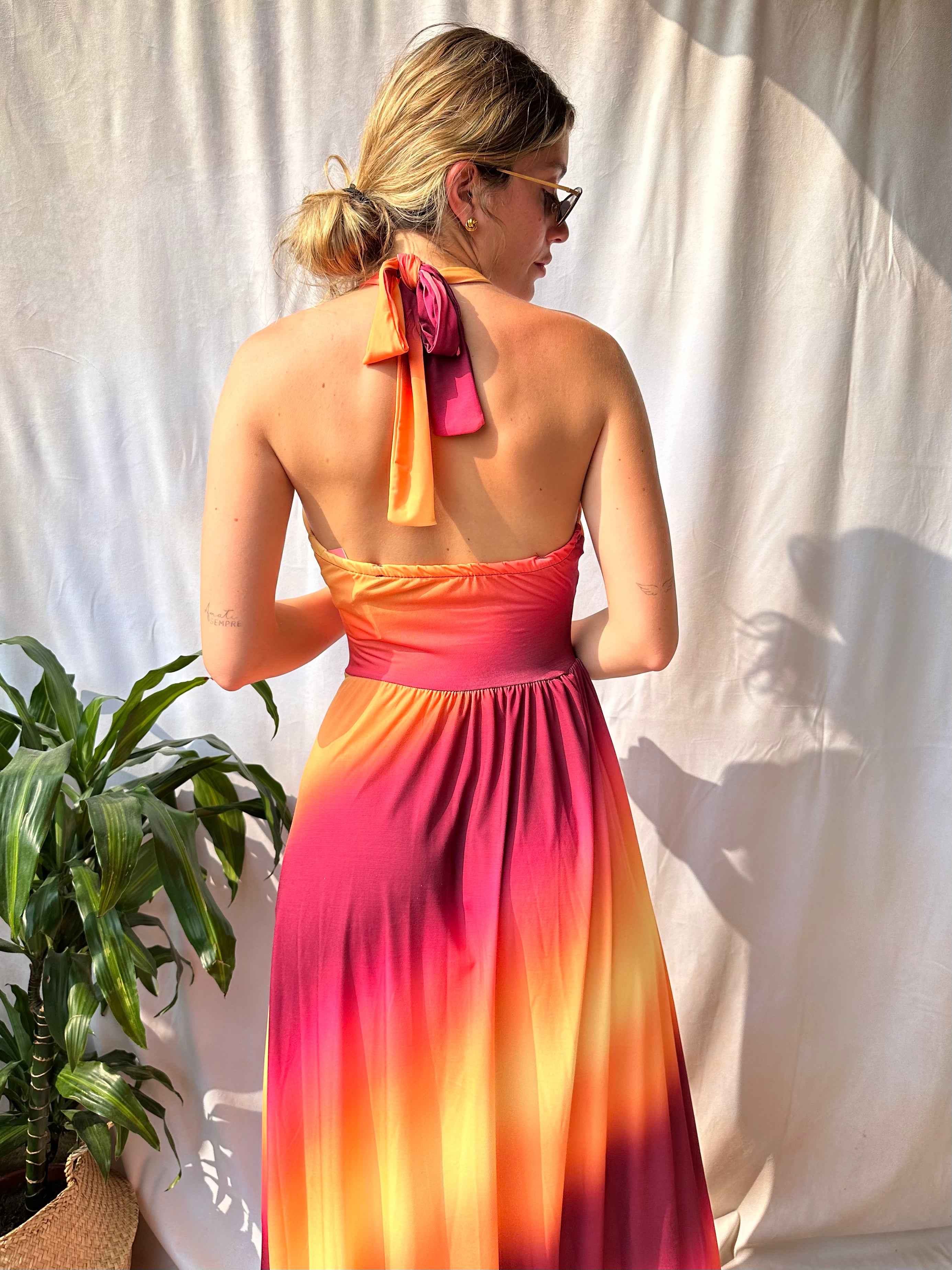 ABITO SUNSET BORDEAUX-ARANCIO