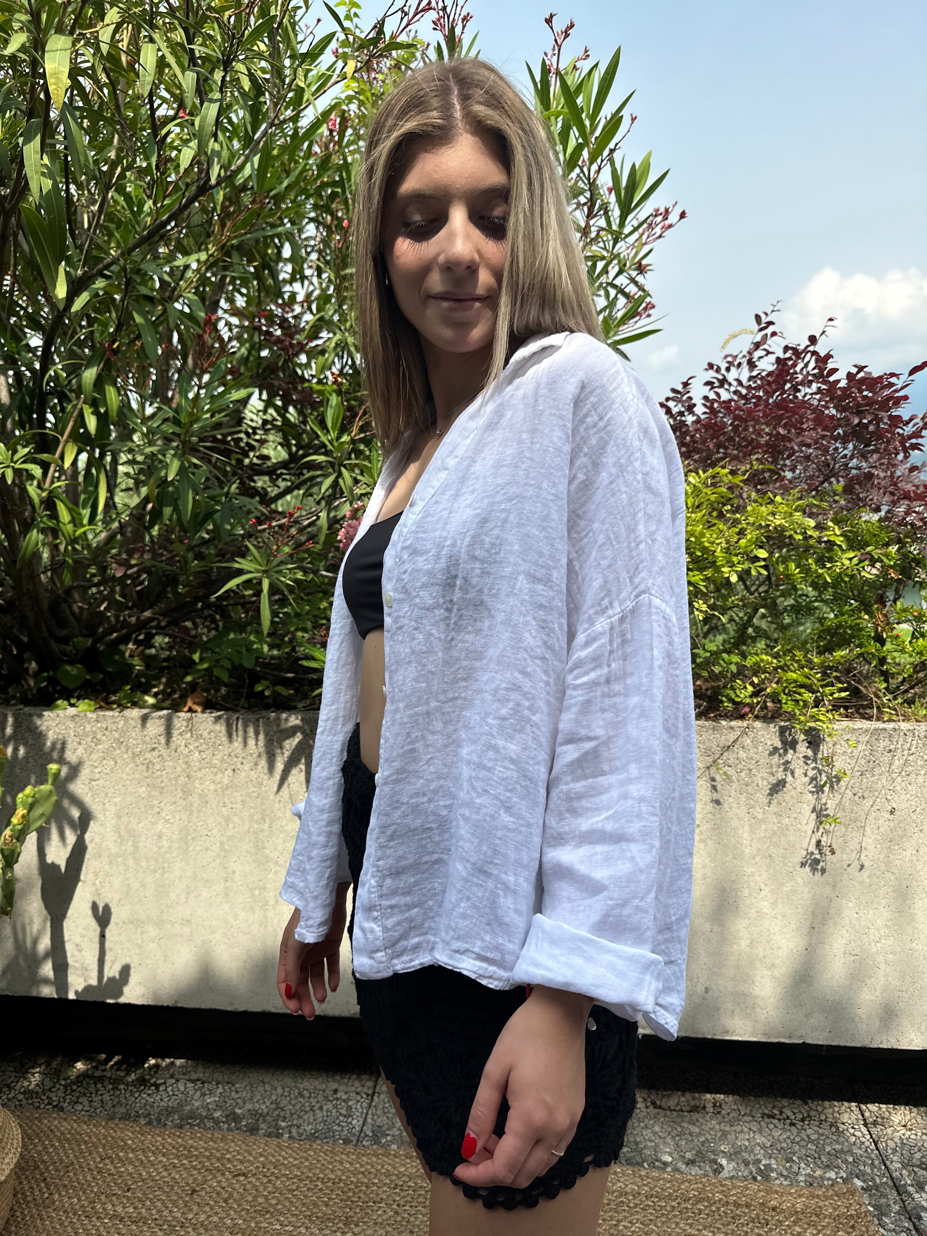 CAMICIA 100% LINO BIANCA